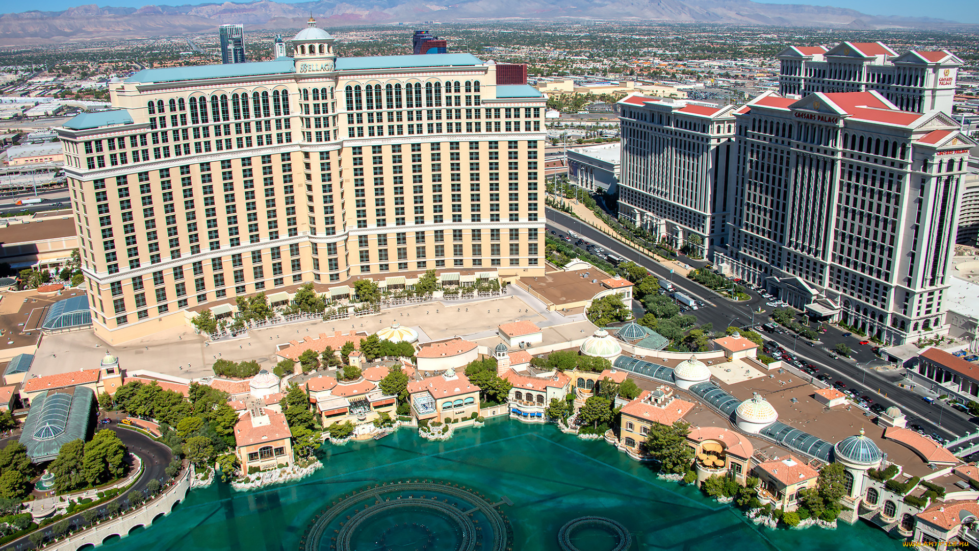 bellagio, &, caesars, palace, , las, vegas, города, лас-вегас, , сша, простор