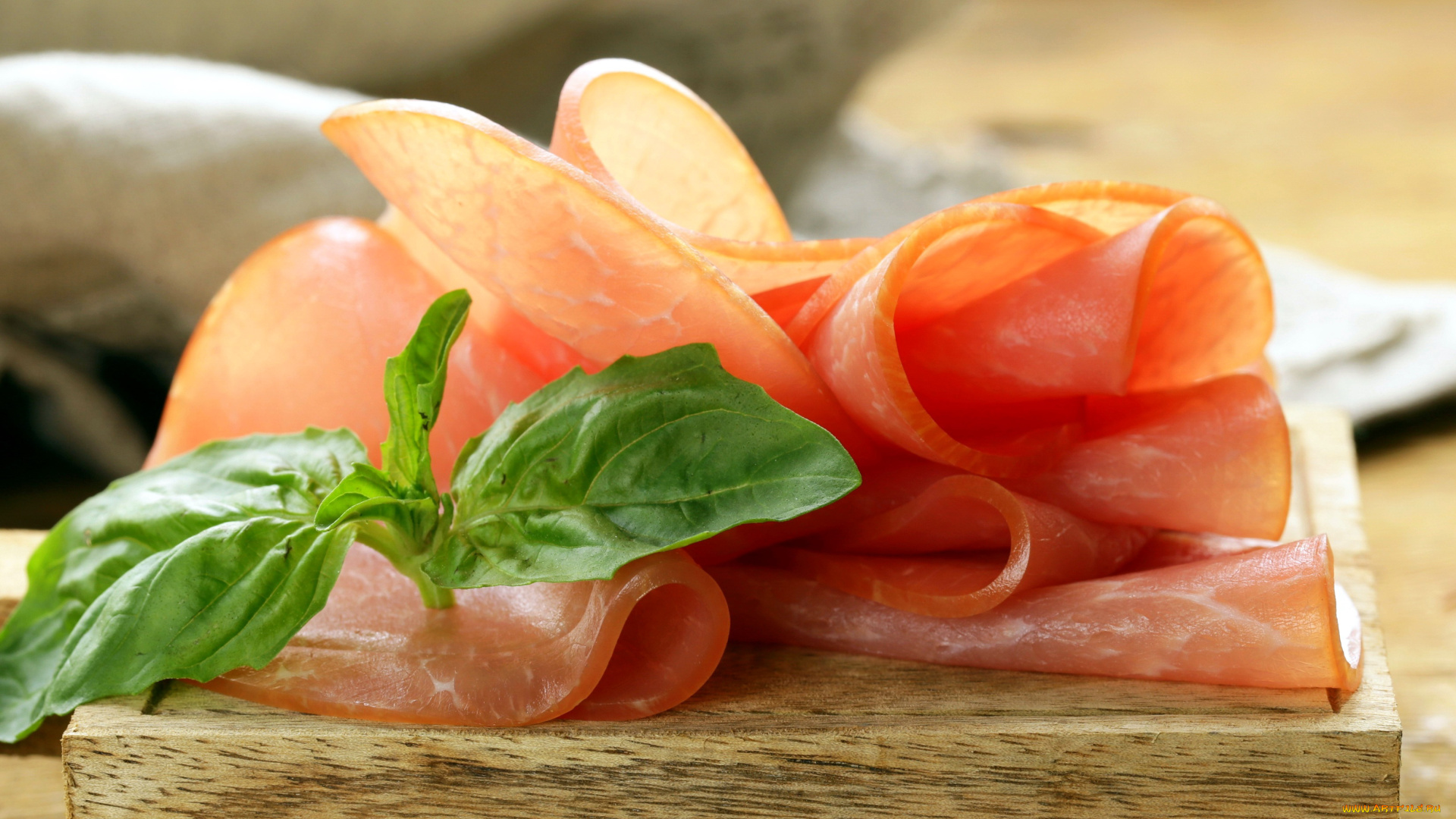 еда, колбасные, изделия, ветчина, базилик