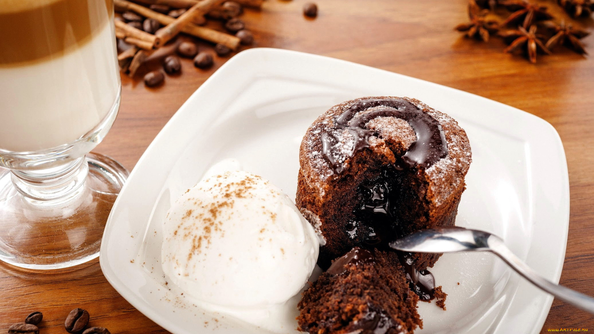 еда, мороженое, , десерты, шоколадный, фондан, десерт