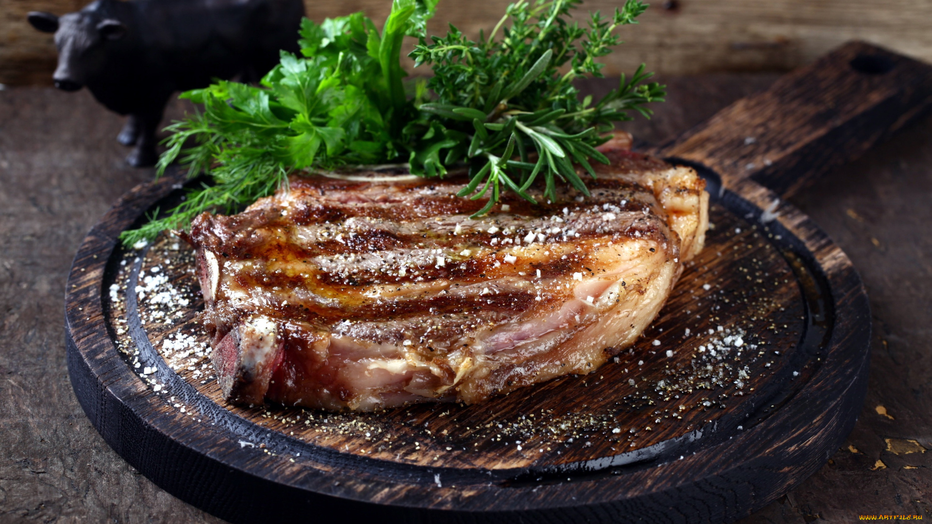 еда, мясные, блюда, зелень, ребрышки