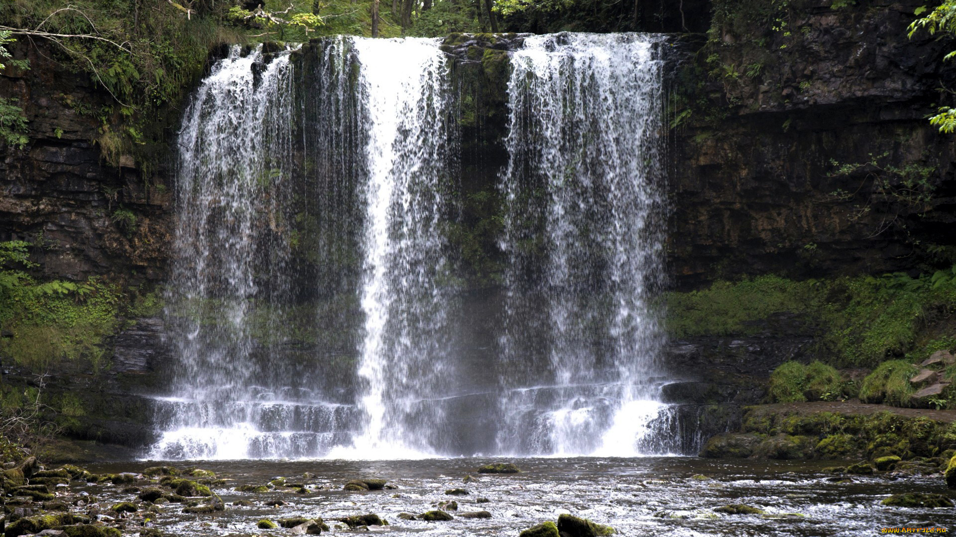 природа, водопады, поток, вода