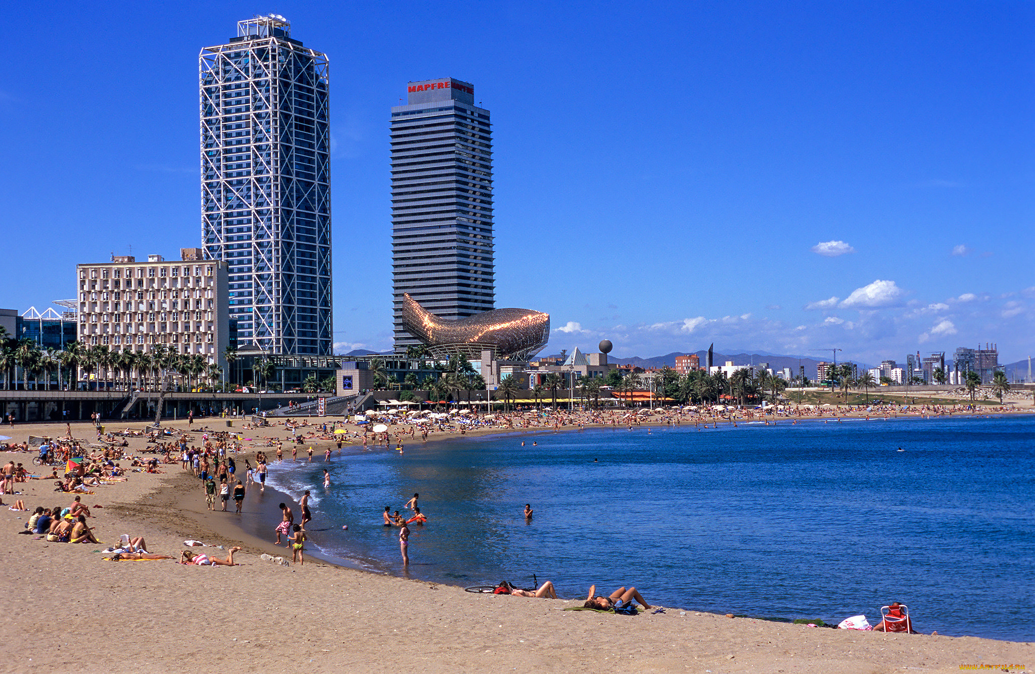 barcelona, beach, города, барселона, , испания, простор