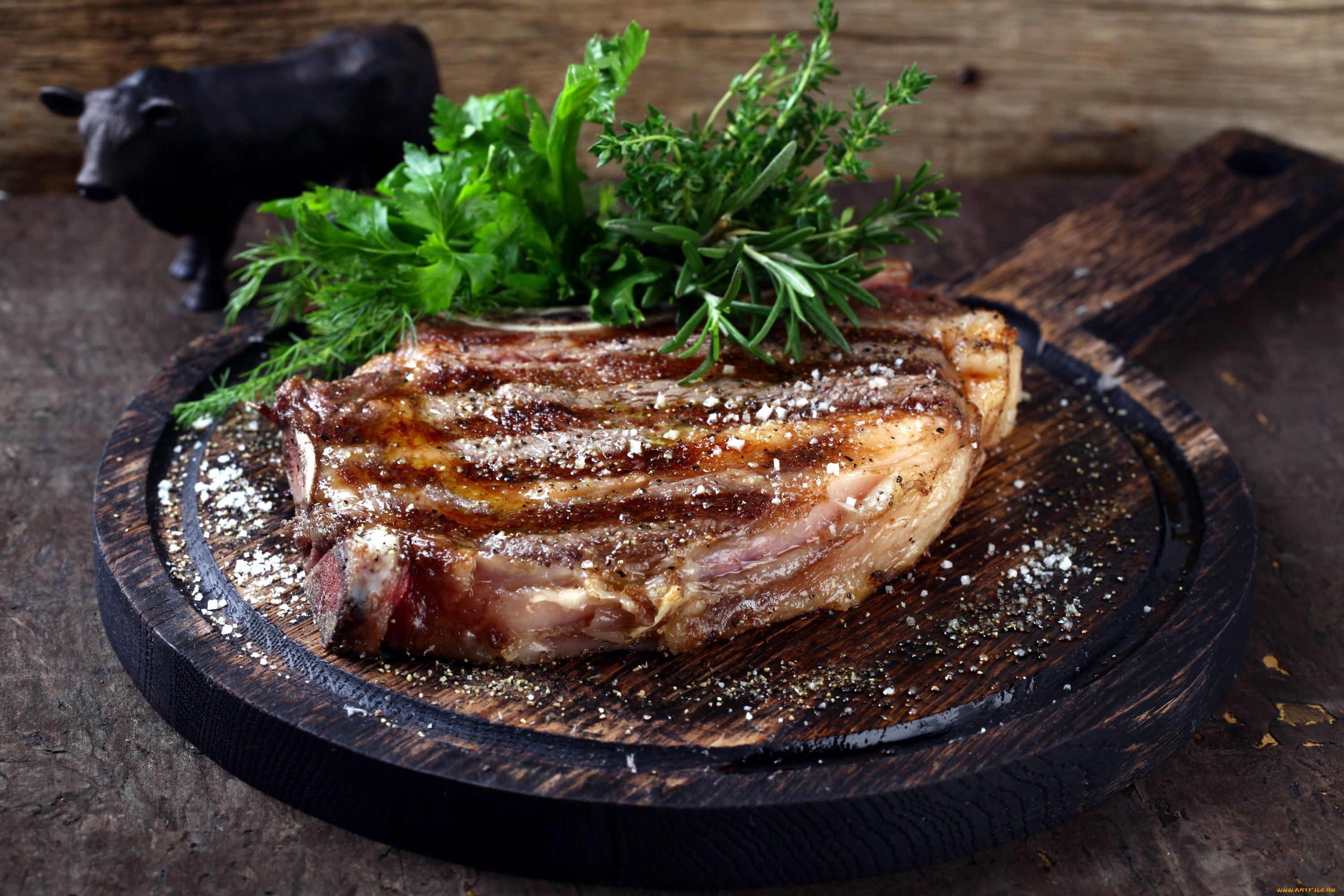 еда, мясные, блюда, зелень, ребрышки