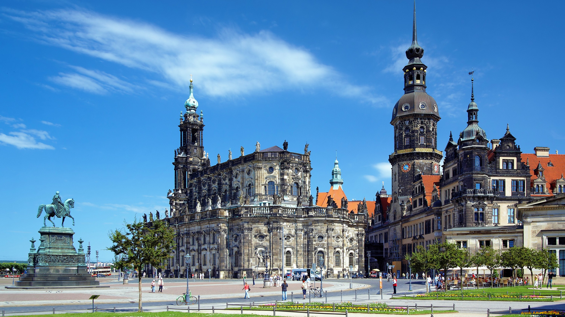 дрезден, города, дрезден, , германия, памятник, площадь, здания, город