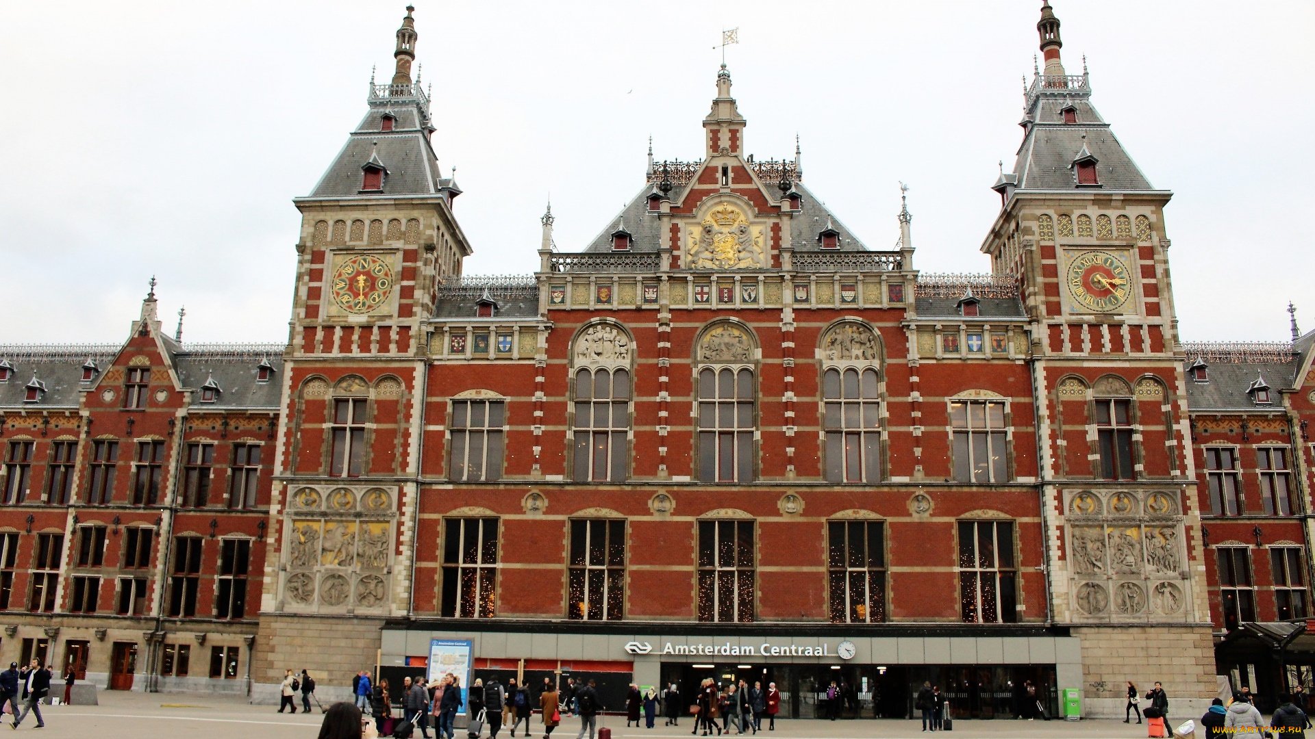 города, амстердам, , нидерланды, вокзал