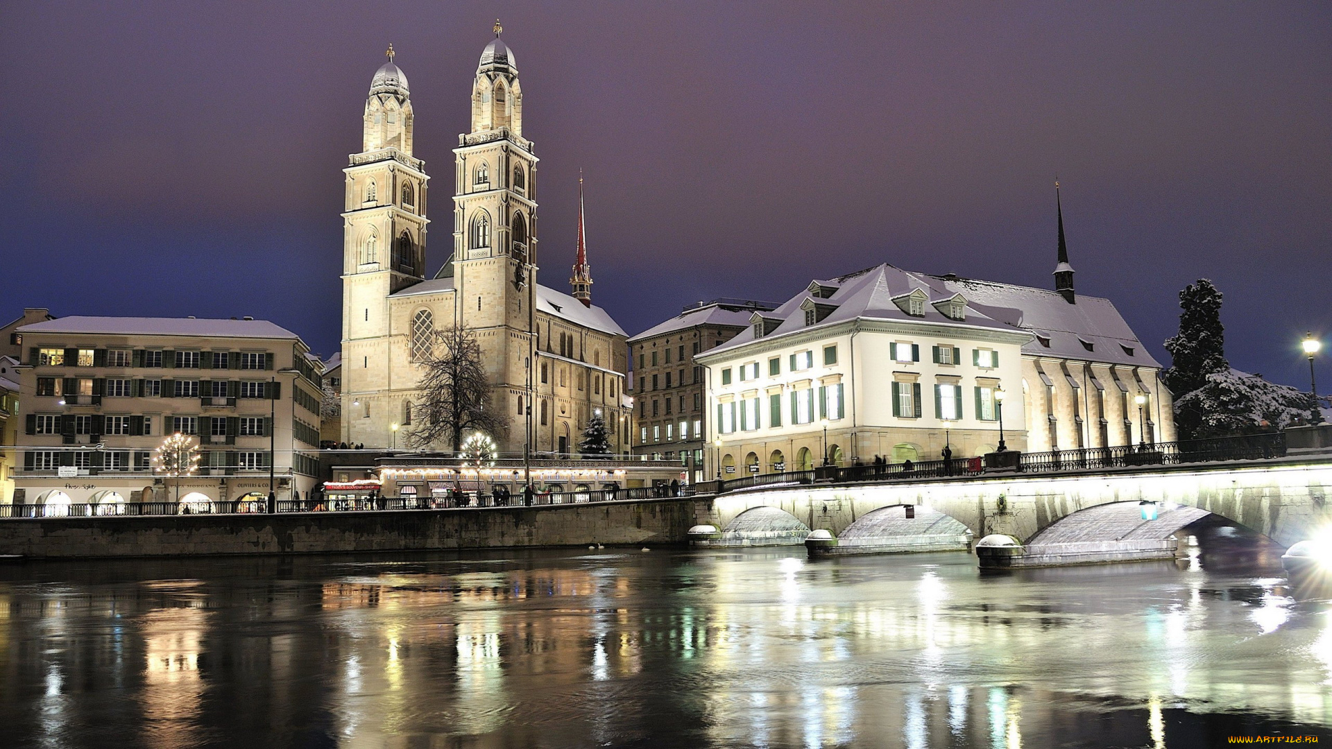 города, цюрих, , швейцария, мост