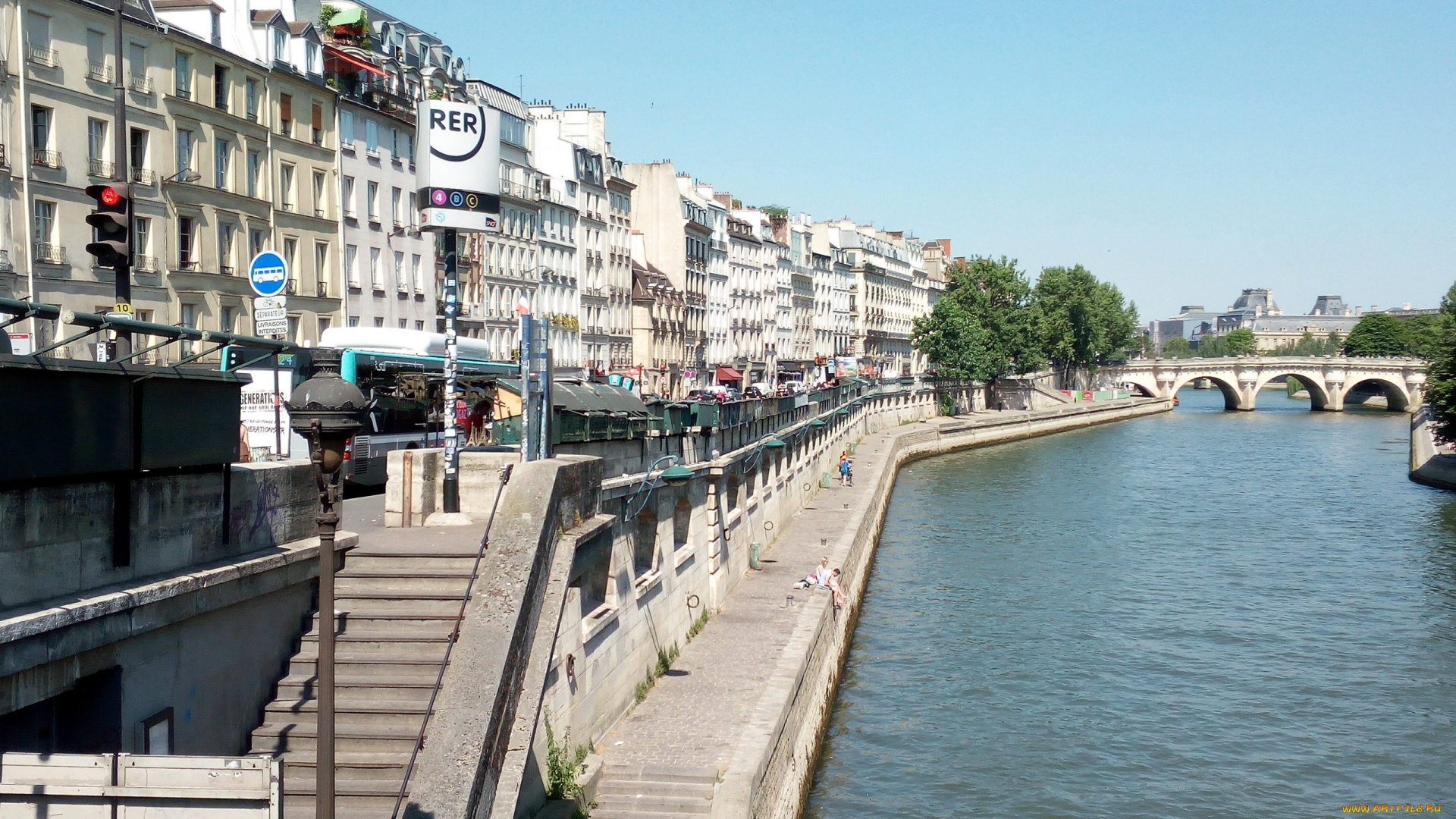 города, париж, , франция, набережная