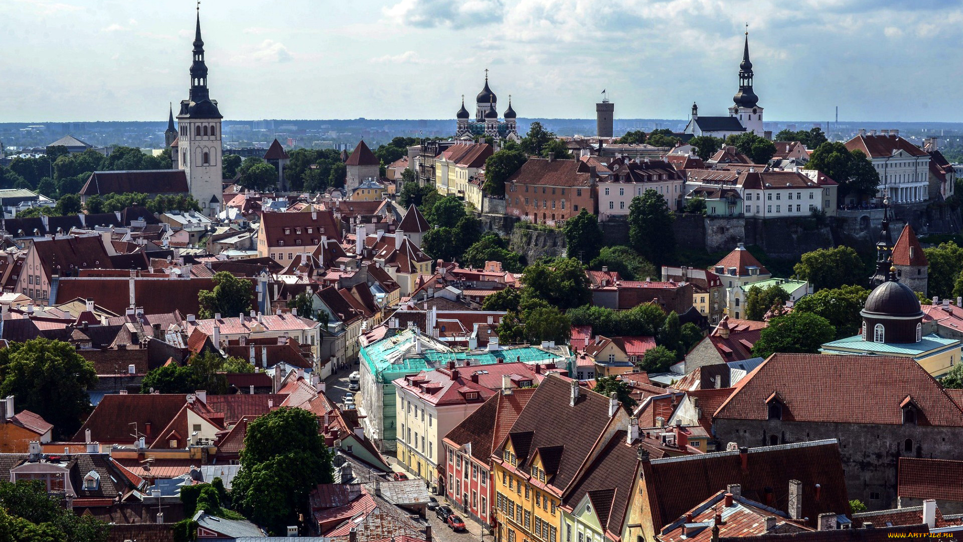 города, таллин, , эстония, панорама