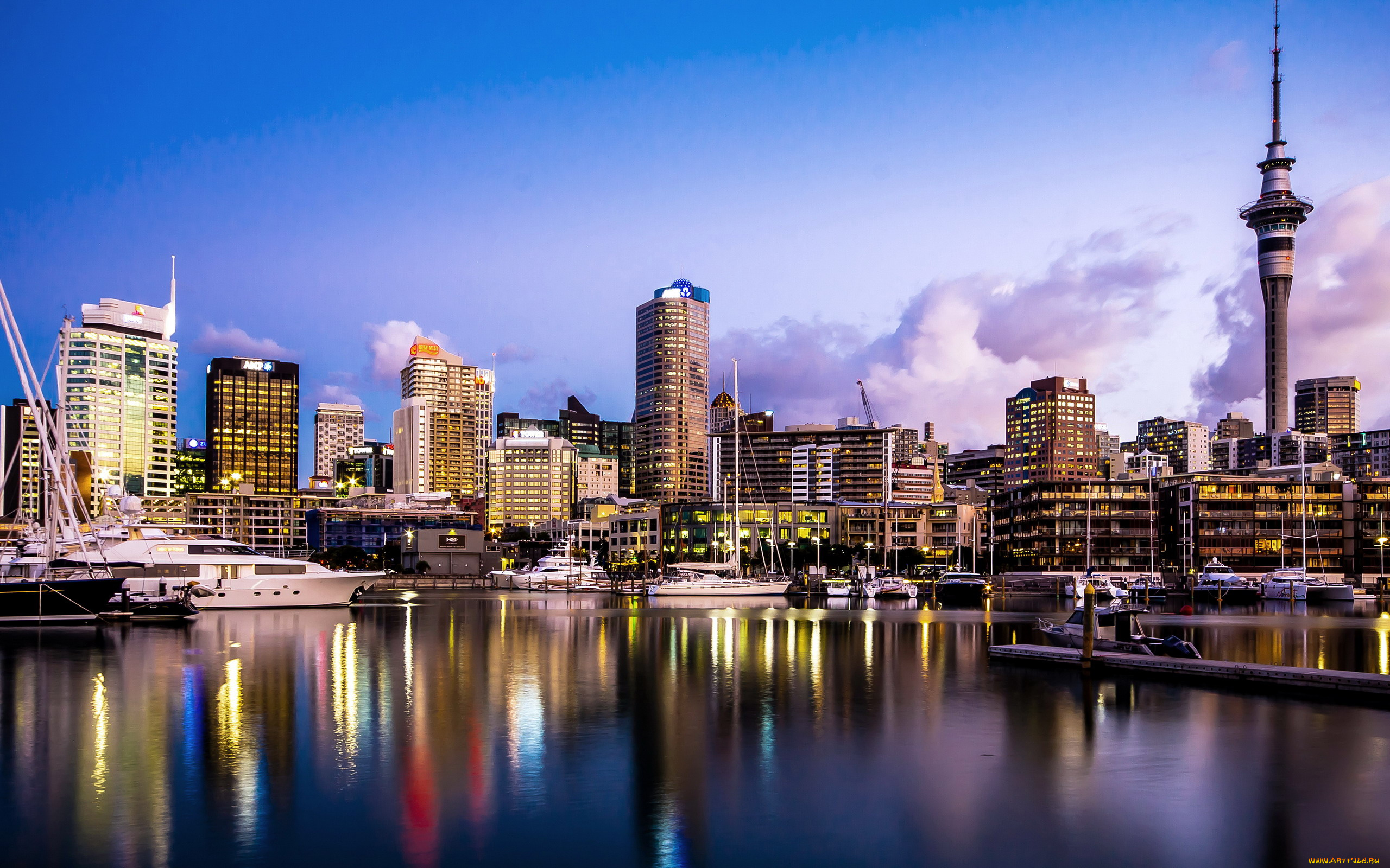 города, окленд, , новая, зеландия, бухта