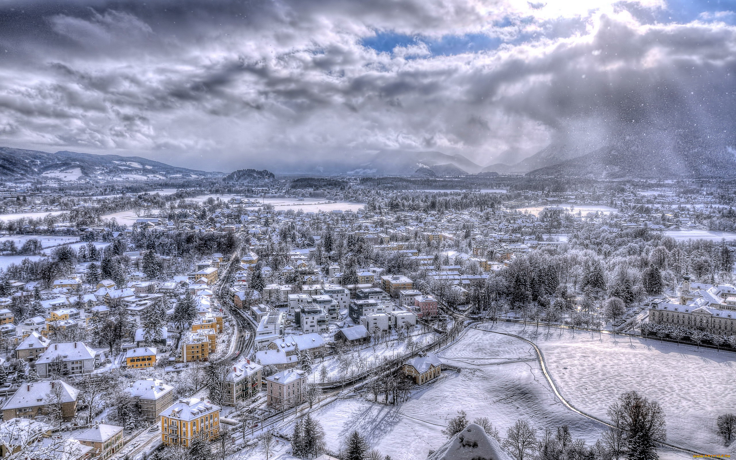 города, зальцбург, , австрия, зима