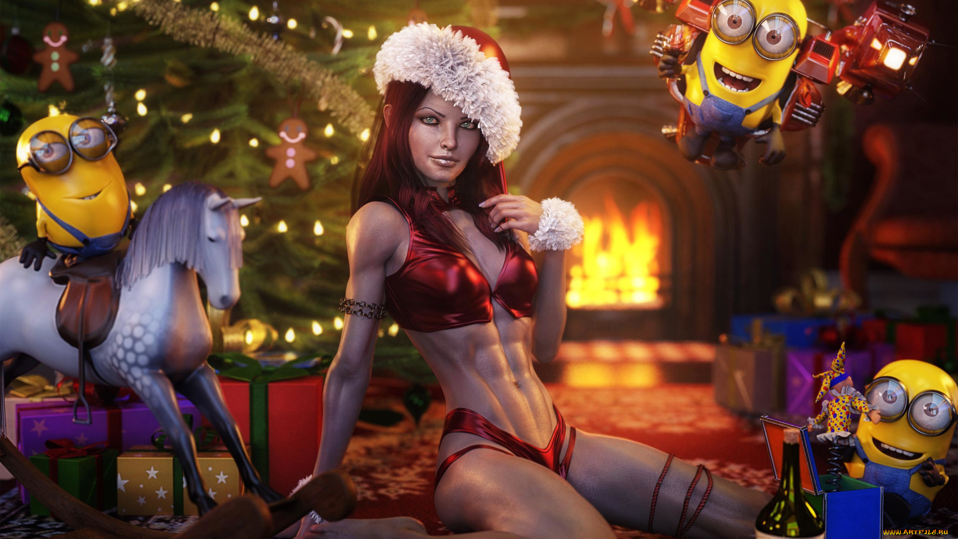 3д, графика, праздники, , holidays, снегурочка, новый, год, красивая, девушка, праздник