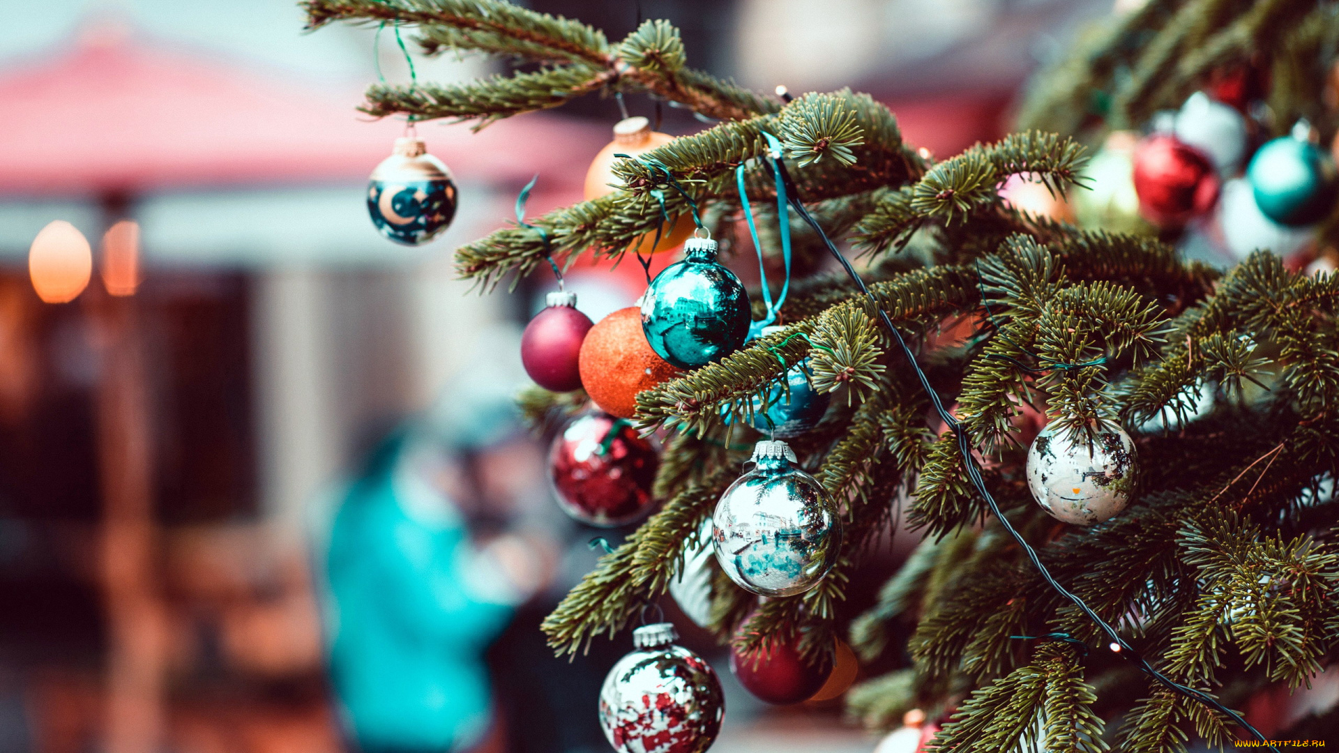 праздничные, шары, елка, шарики