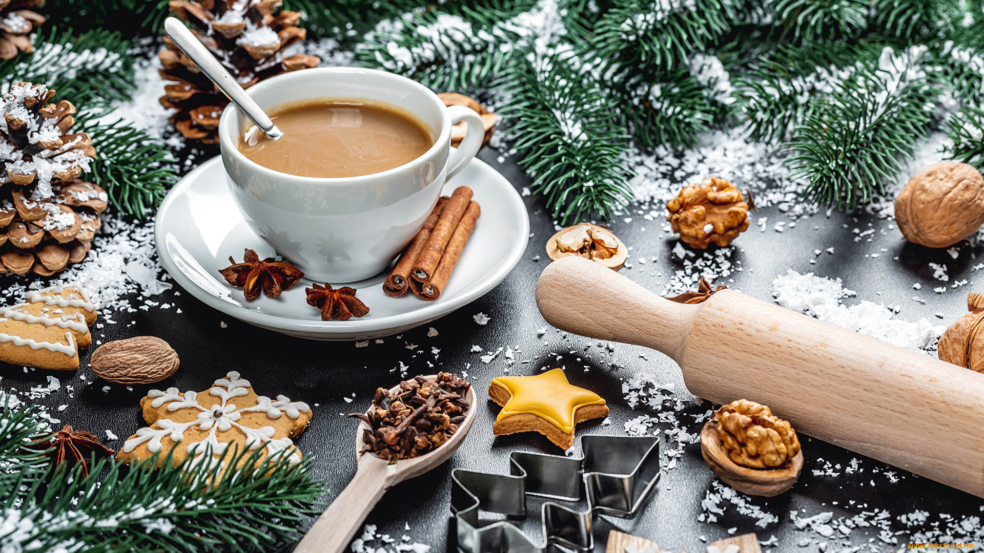 праздничные, угощения, кофе, орехи, печенье