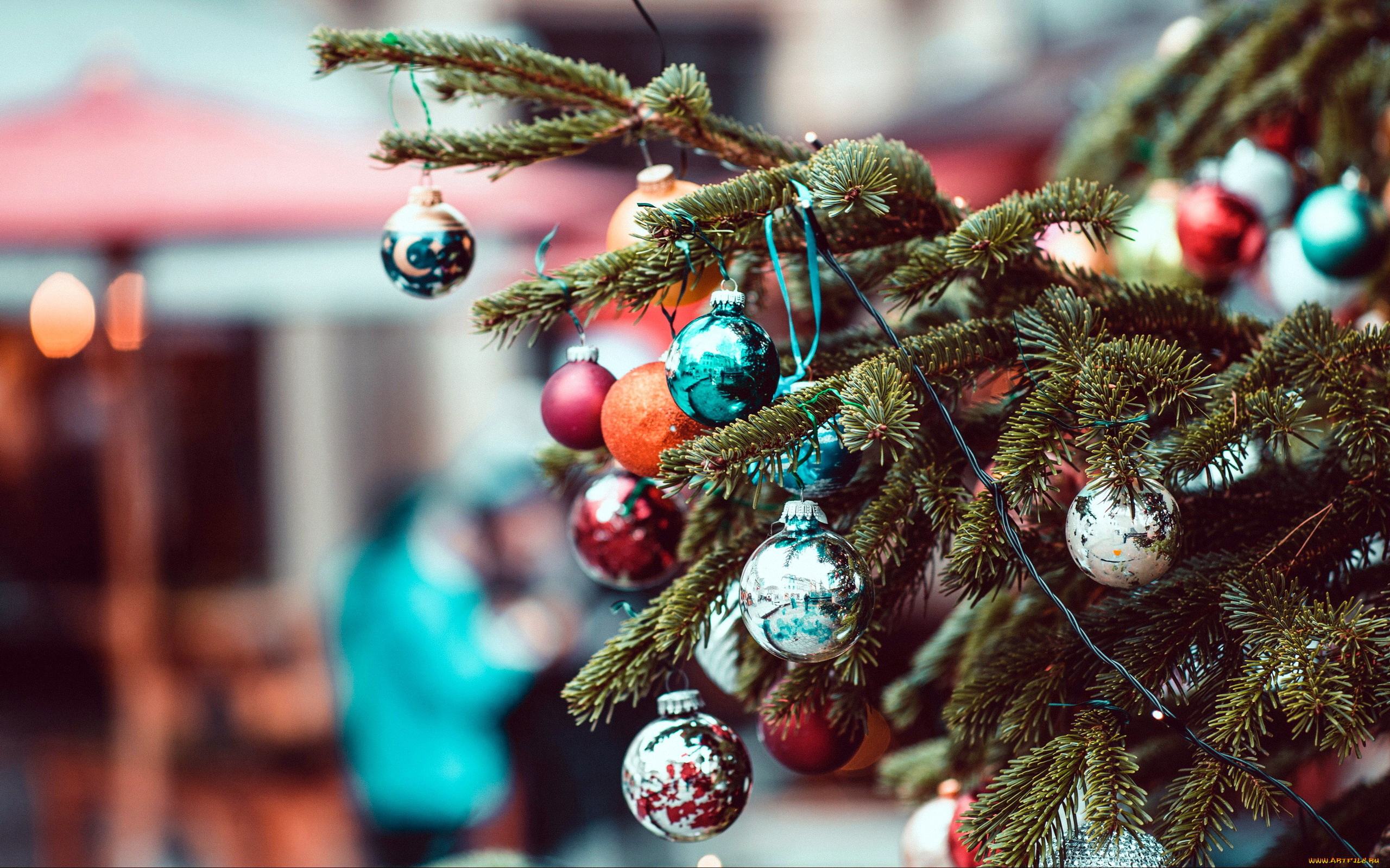 праздничные, шары, елка, шарики