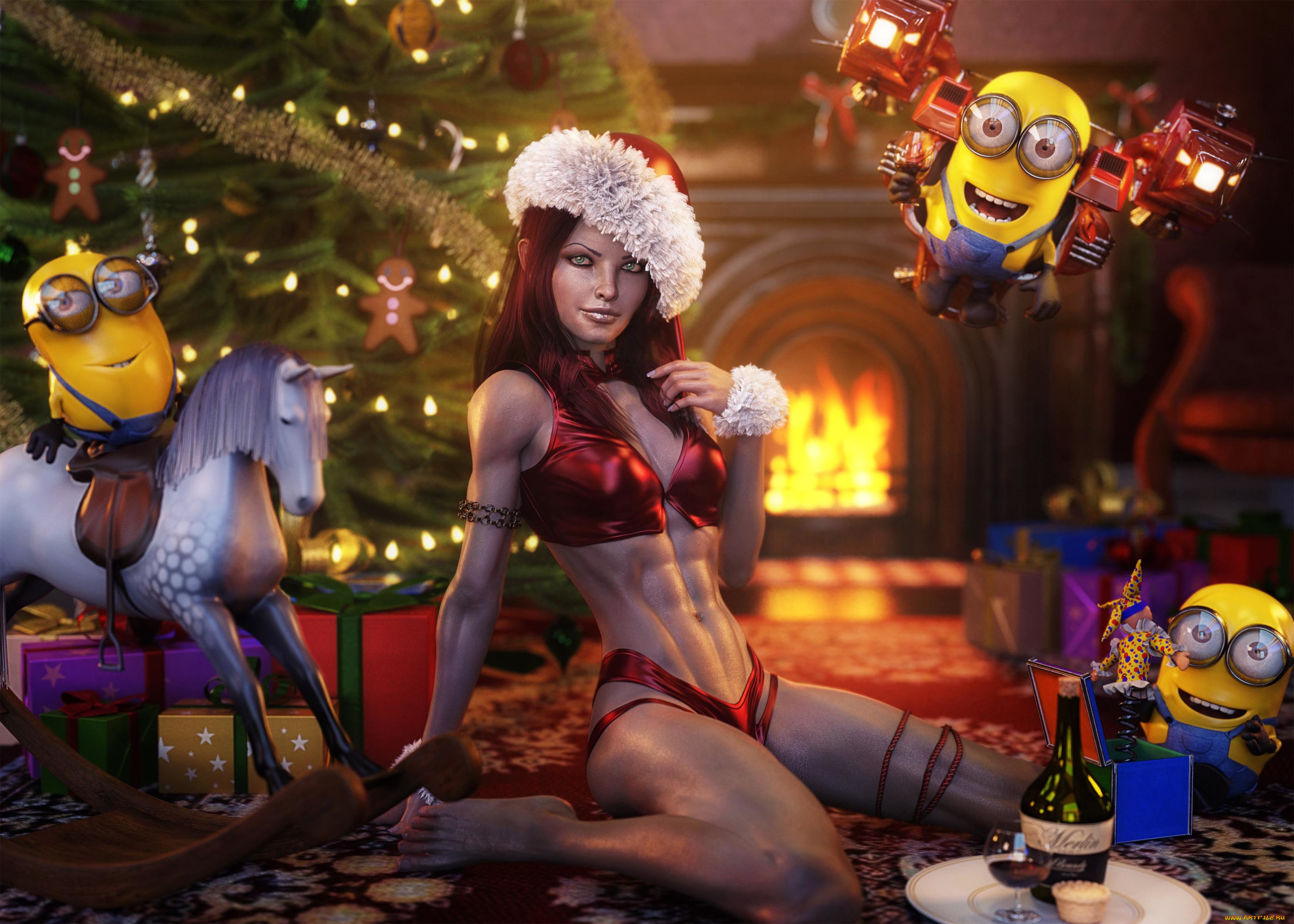 3д, графика, праздники, , holidays, снегурочка, новый, год, красивая, девушка, праздник