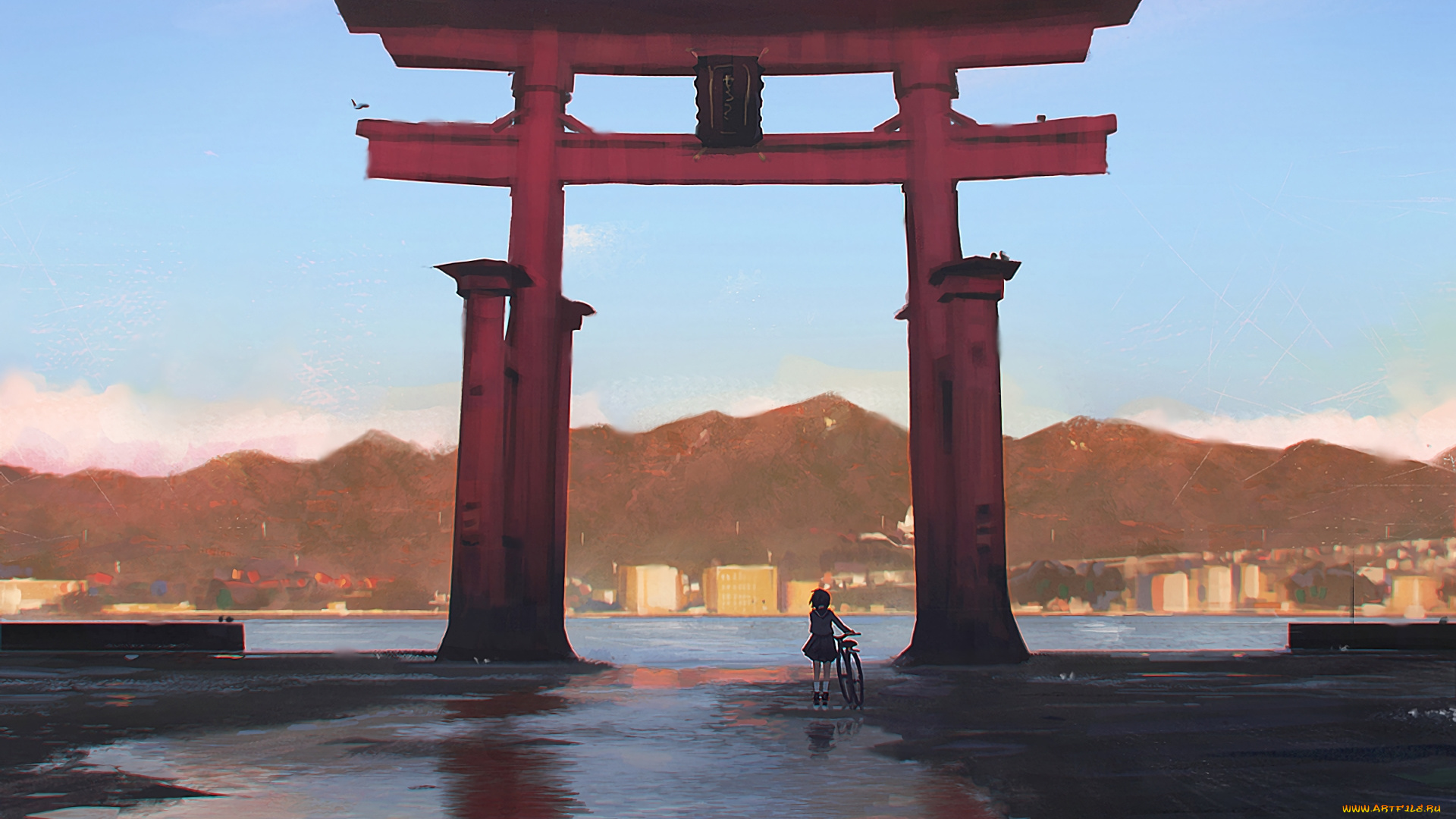 guweiz, аниме, город, , улицы, , интерьер, , здания, девушка