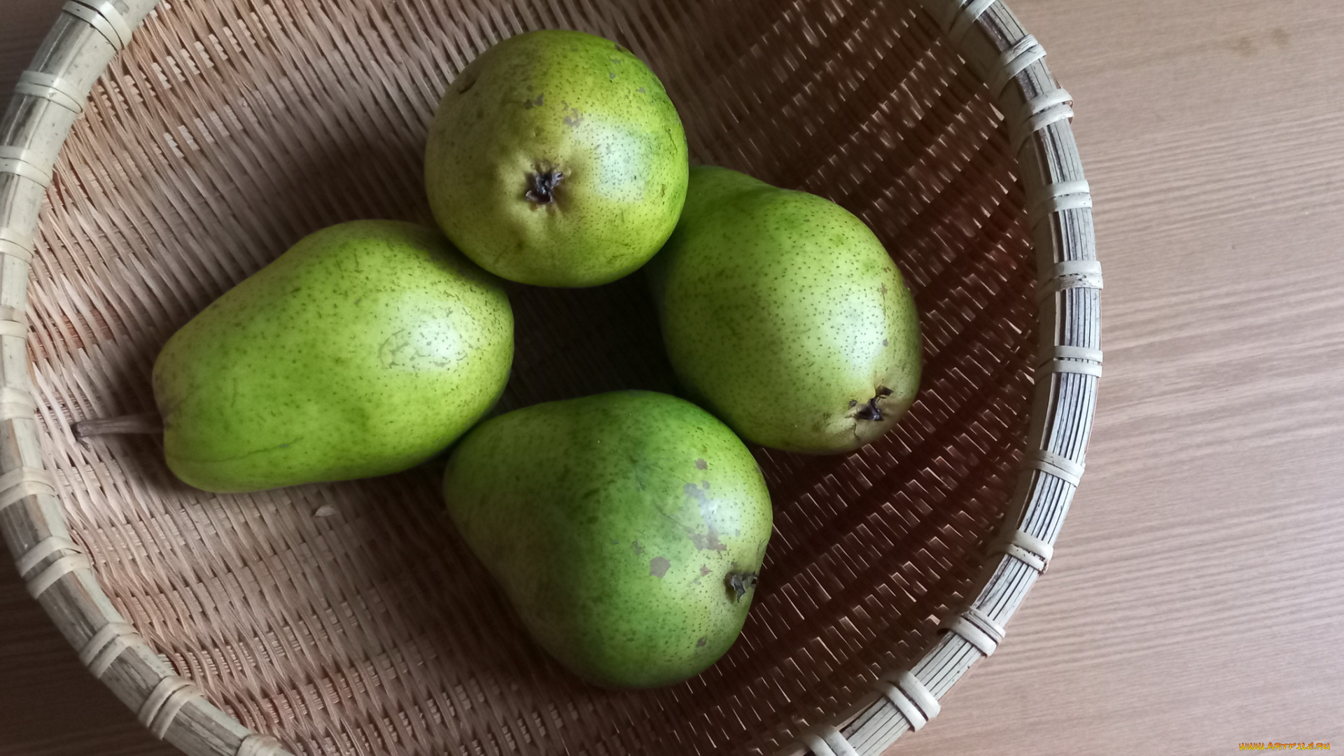 еда, груши, зеленые, корзинка