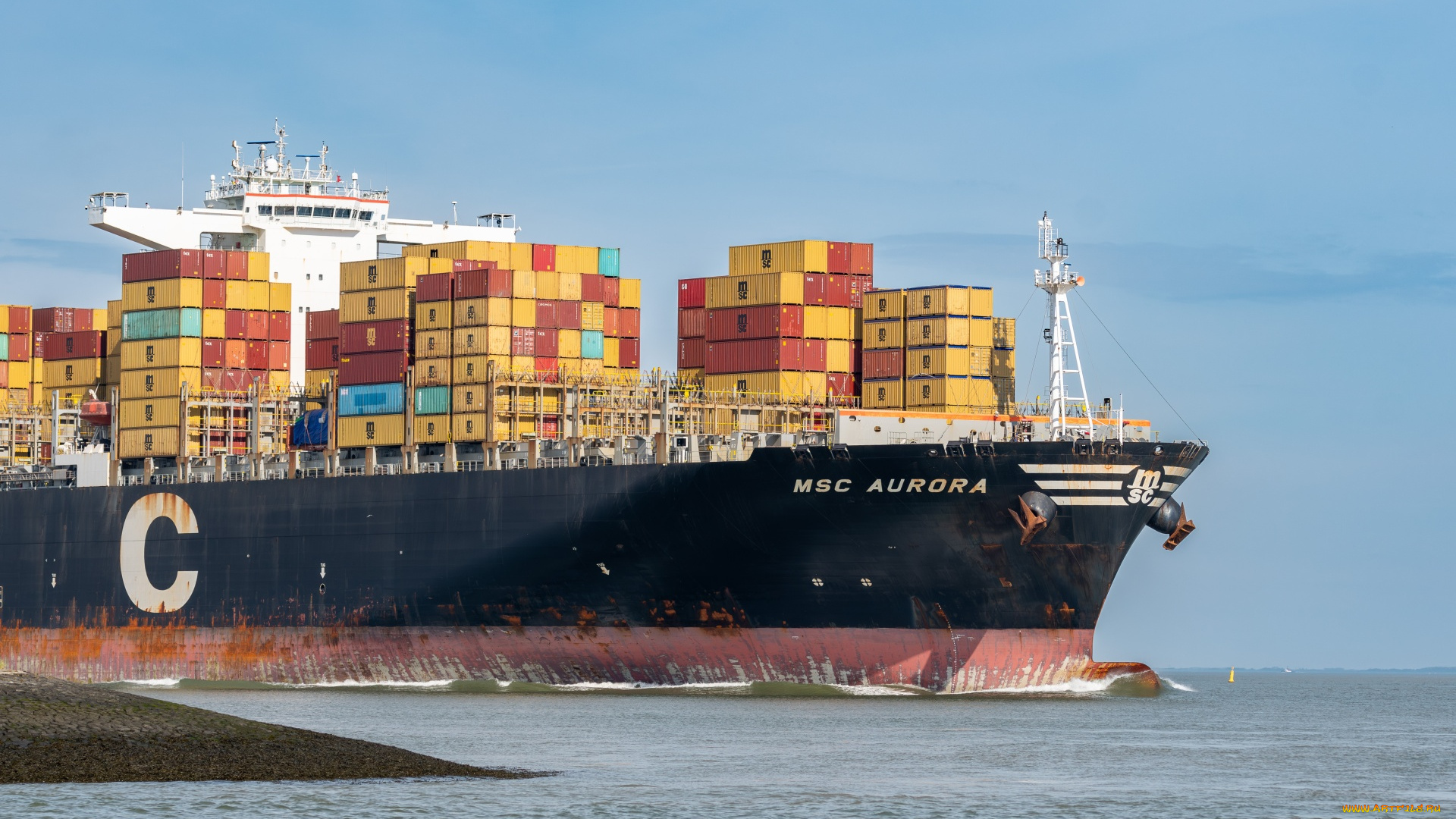 корабли, грузовые, суда, контейнеровоз