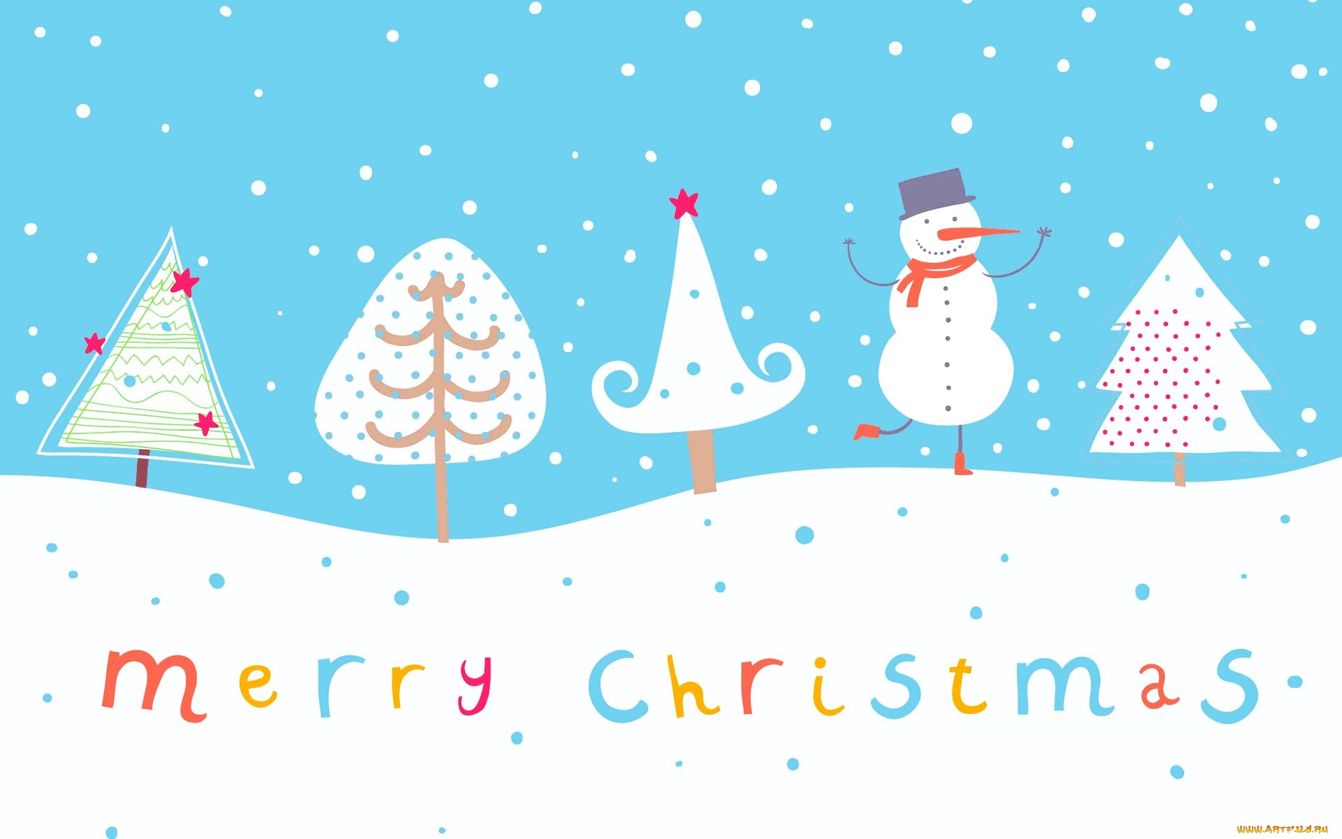 праздничные, векторная, графика, , новый, год, снеговик, деревья, снег