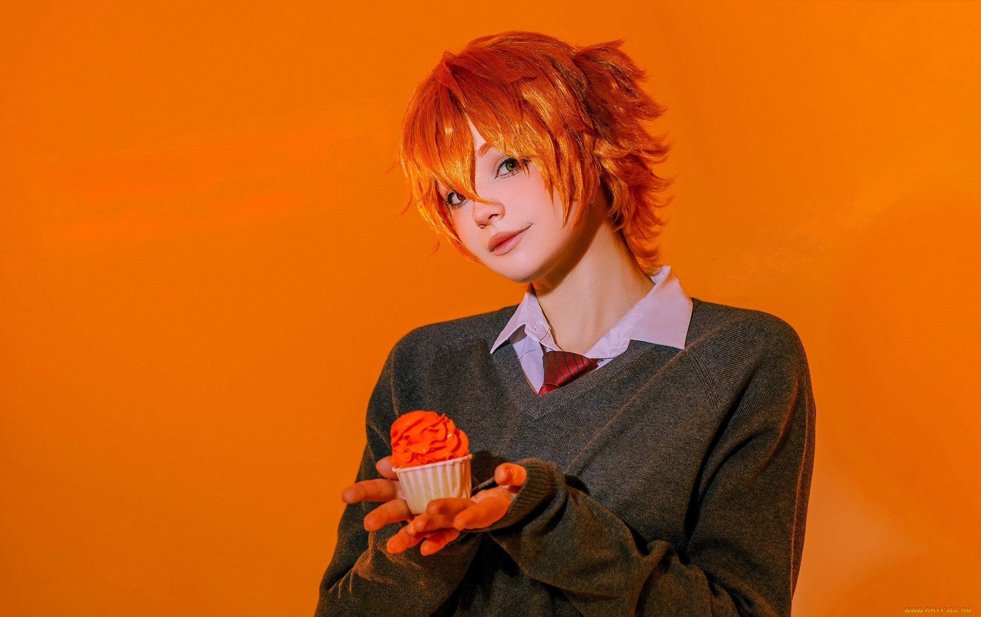 девушки, tenletters, образ, наряд, косплей, свитер, кекс, галстук