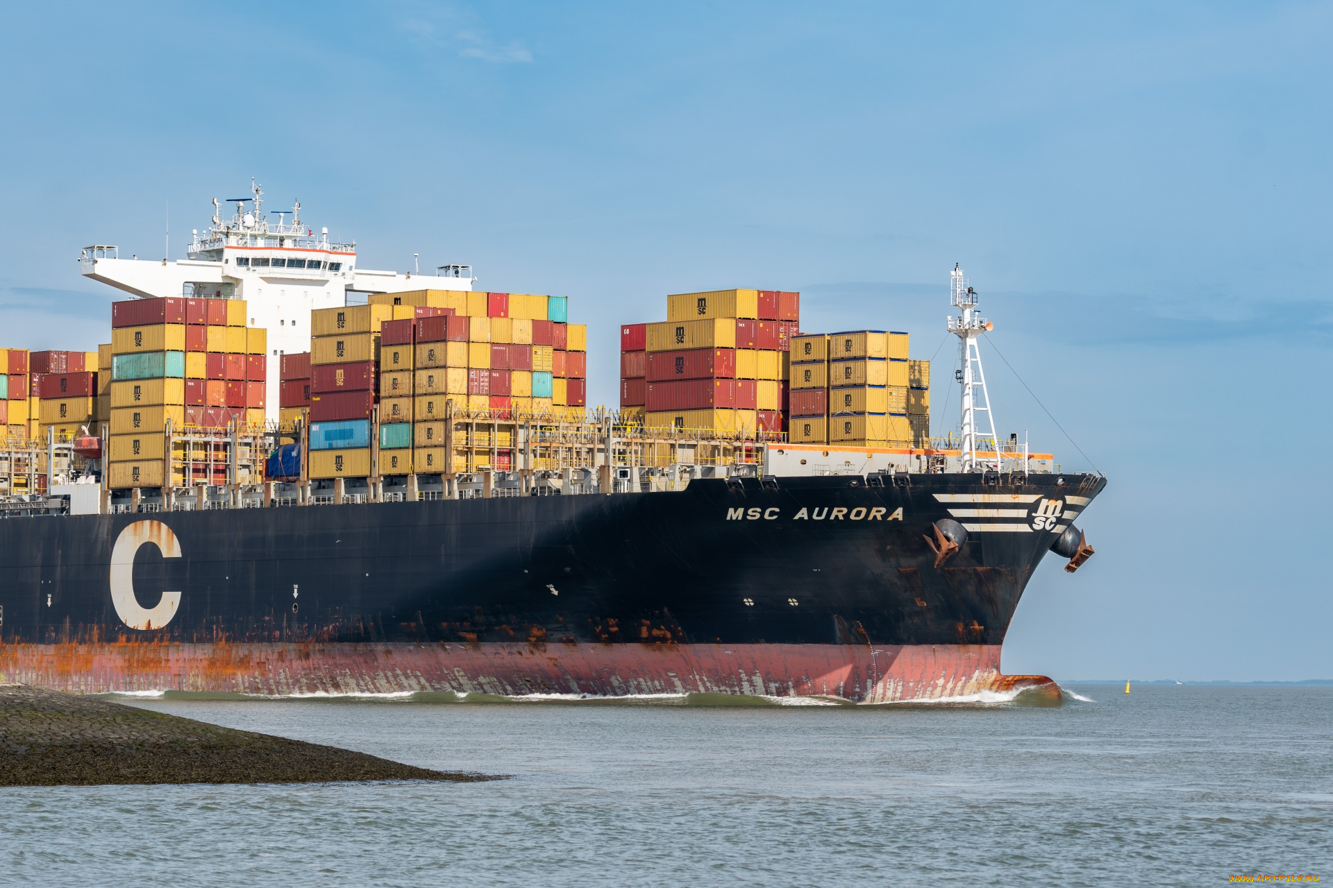 корабли, грузовые, суда, контейнеровоз