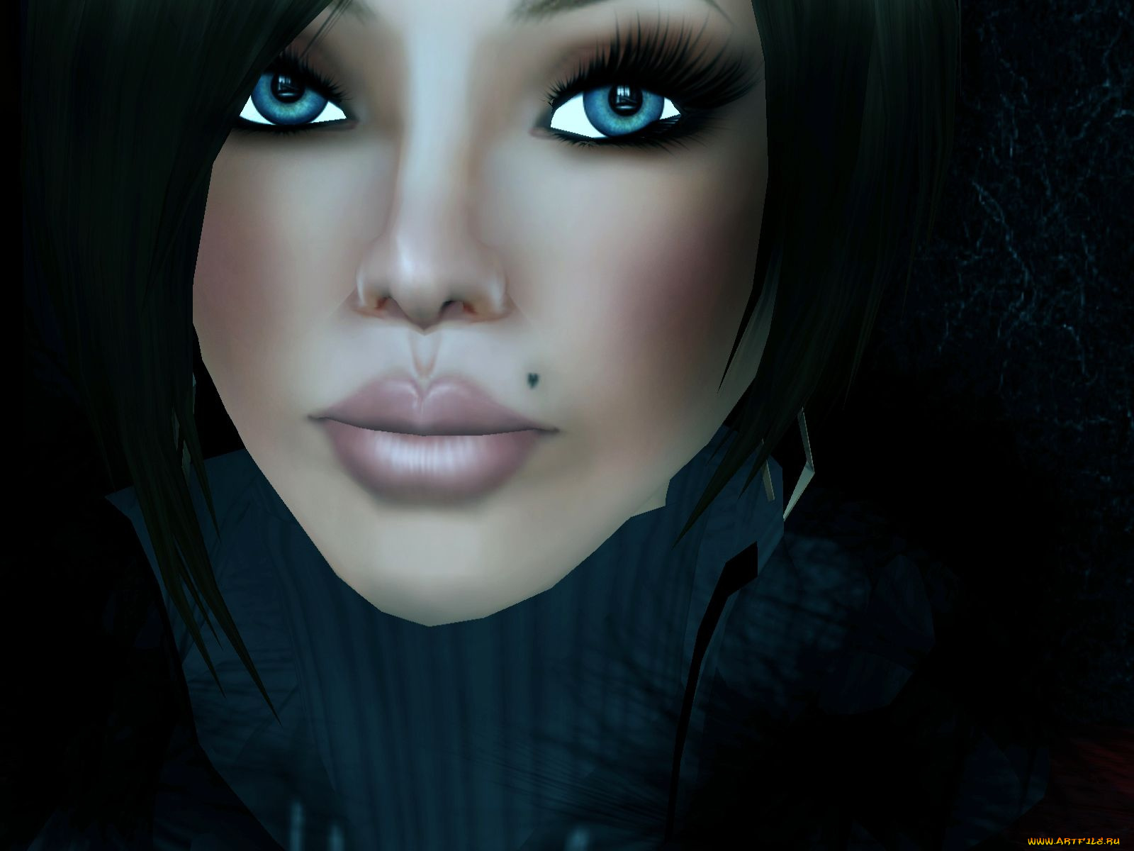 3д, графика, portraits, портрет, девушка, глаза, родинка, шарф