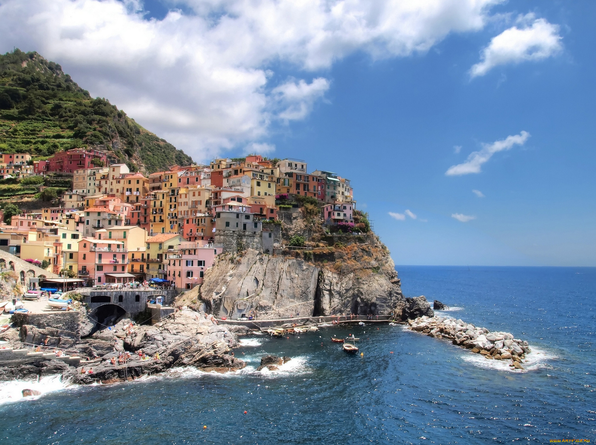 manarola, italy, города, амальфийское, лигурийское, побережье, италия, скала, море, здания, пейзаж