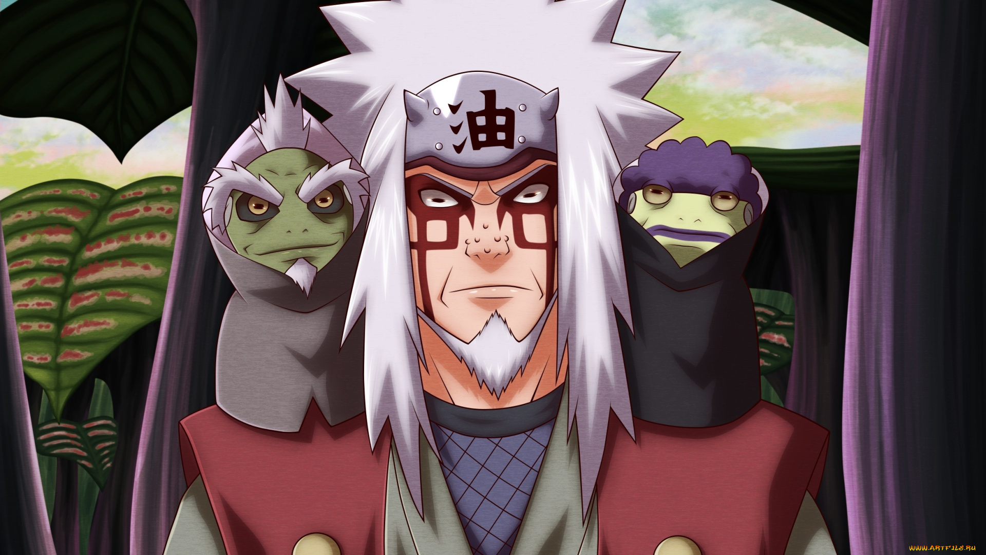 аниме, naruto, джирайя, жабы, лицо