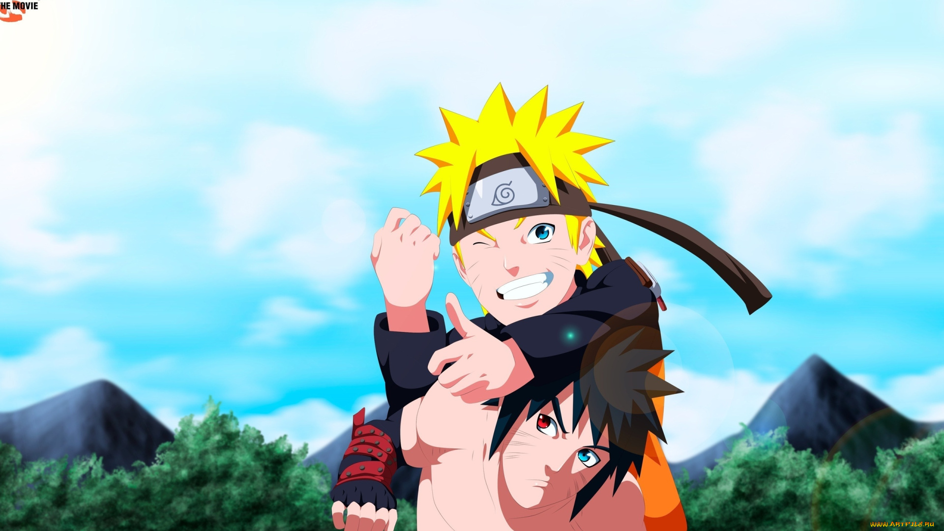 аниме, naruto, фильм, 9, небо, обьятья, наруто, менма