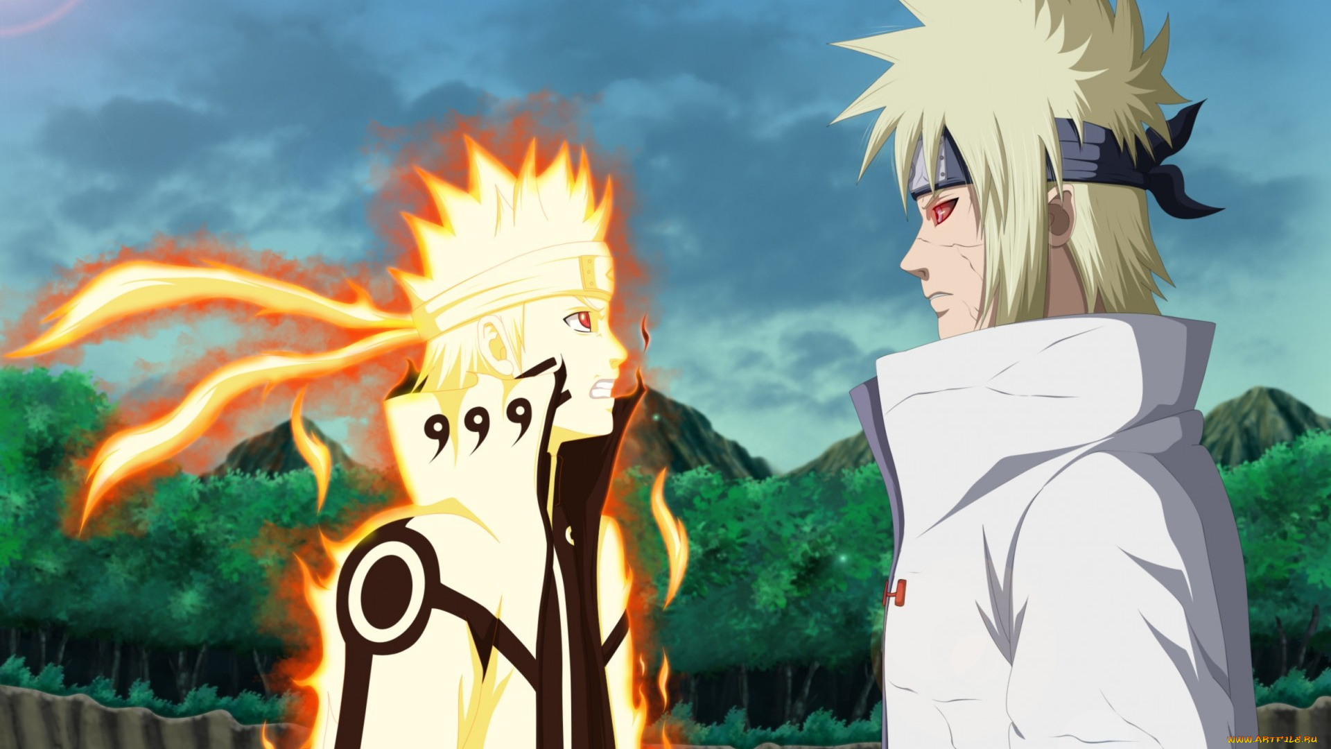 аниме, naruto, отец, и, сын, злость, наруто, минато