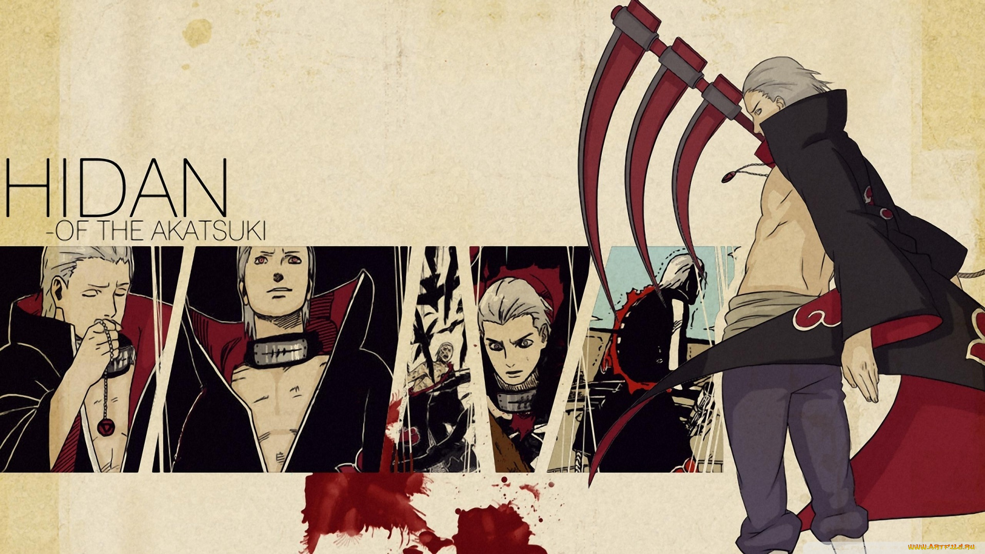 аниме, naruto, смерть, хидан, коса, кровь