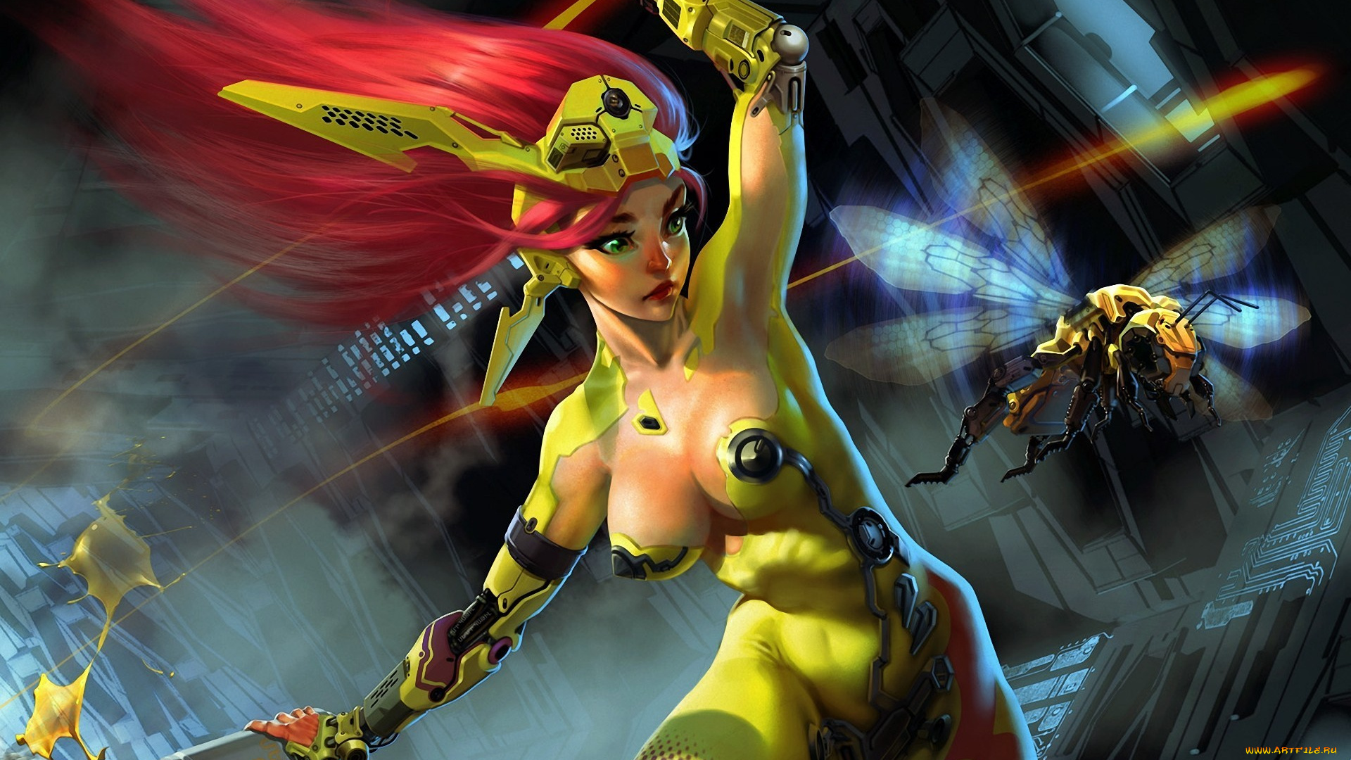 arman, akopian, фэнтези, роботы, , киборги, , механизмы, девушка, будущее, киборги, оса