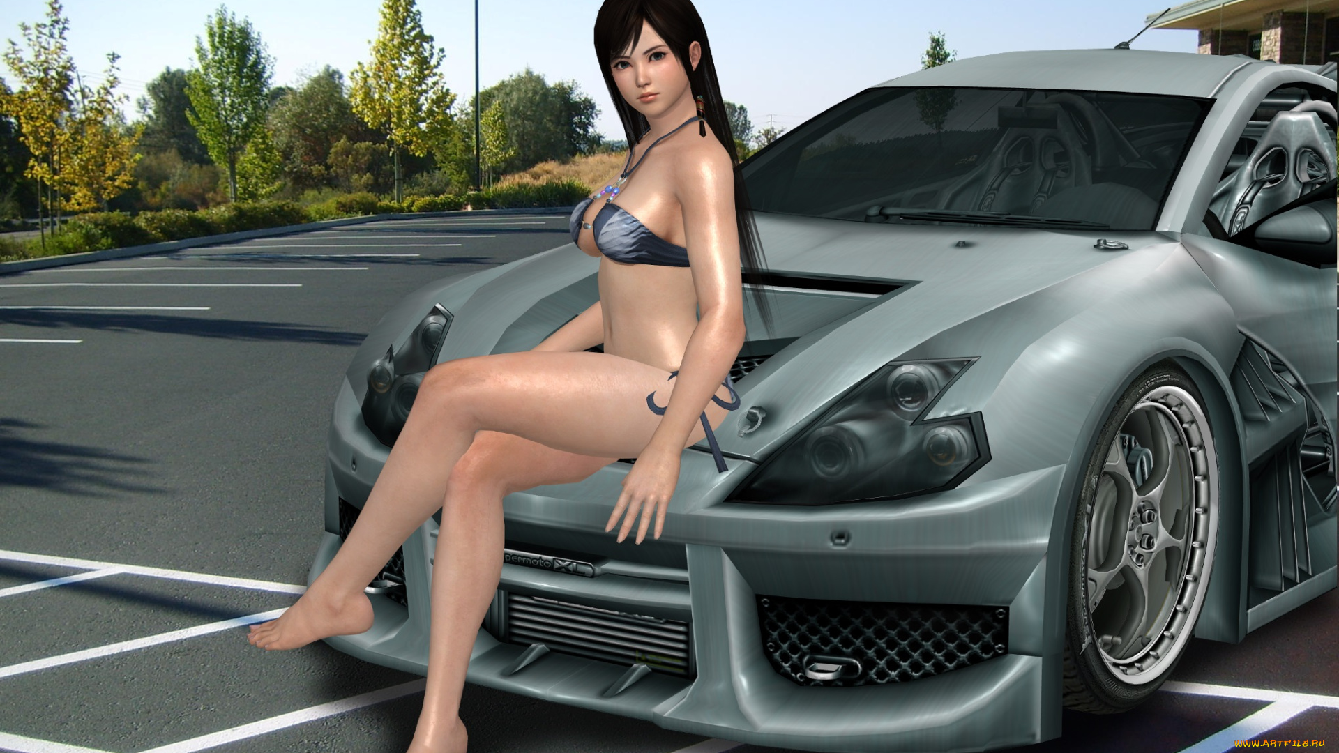 автомобили, 3д, автомобиль, девушка