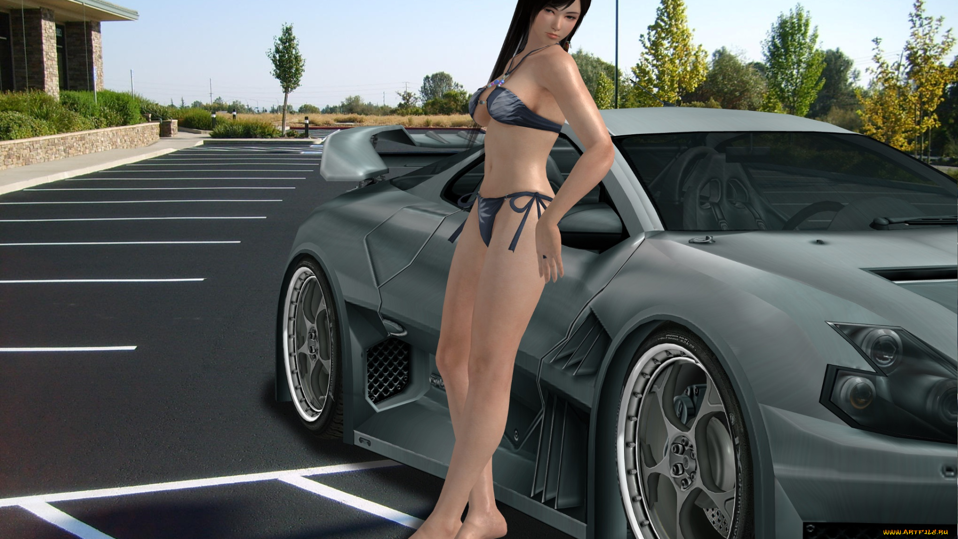 автомобили, 3д, автомобиль, девушка