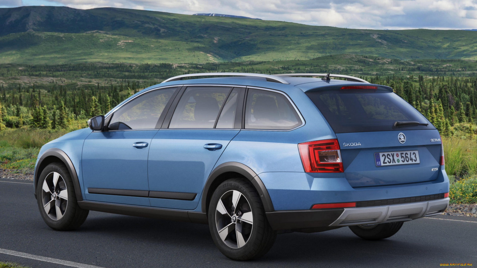 автомобили, skoda, 2014, 5e, scout, octavia, синий