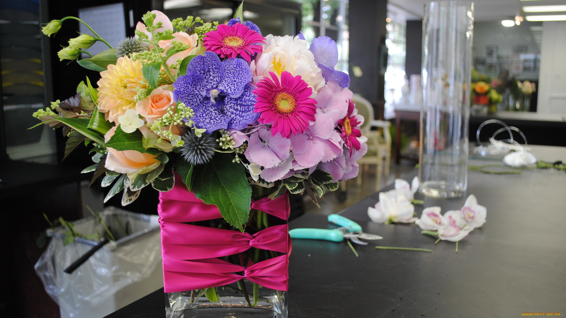 цветы, букеты, , композиции, букет, розы, орхидея, хризантема