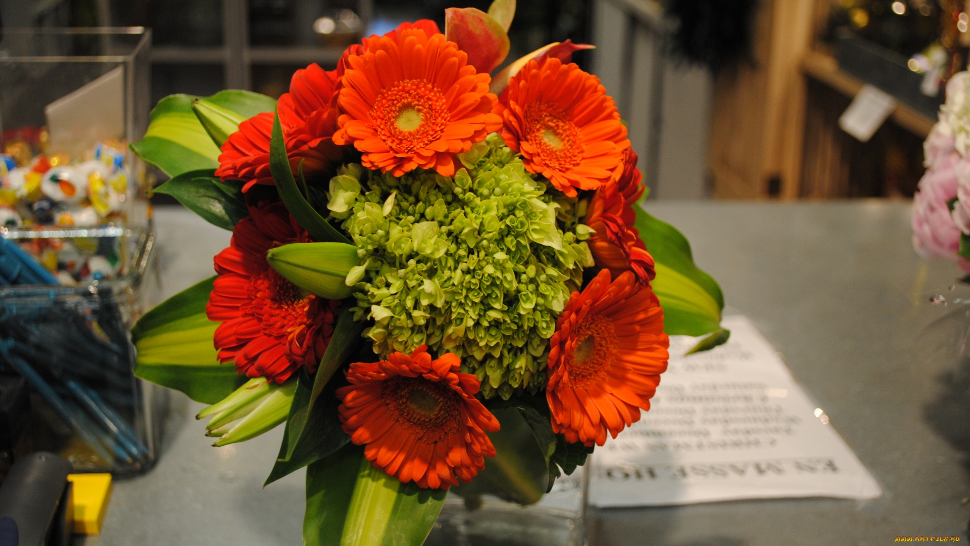 цветы, букеты, , композиции, герберы, букет, оранжевые