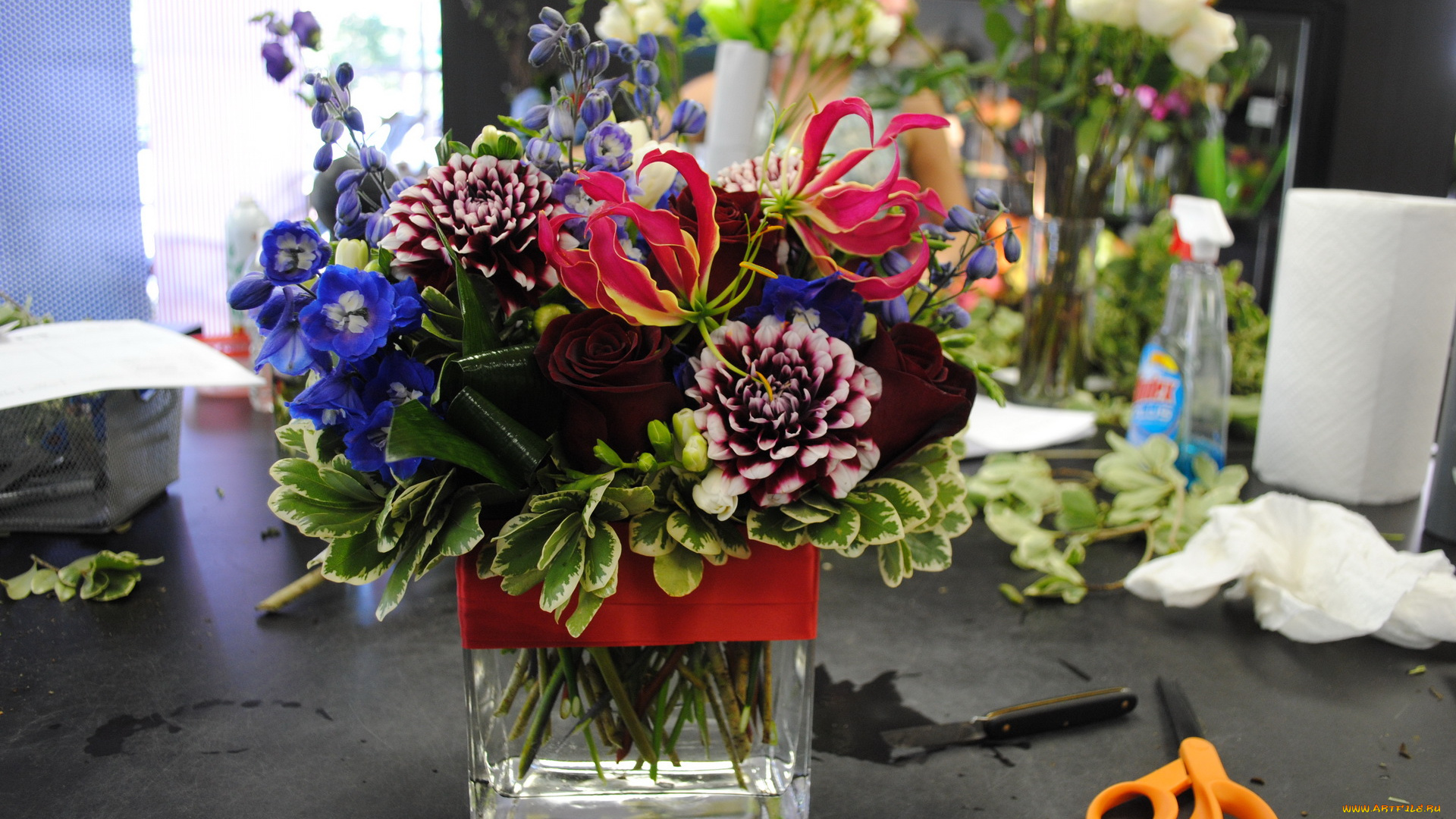 цветы, букеты, , композиции, хризантема, букет, розы