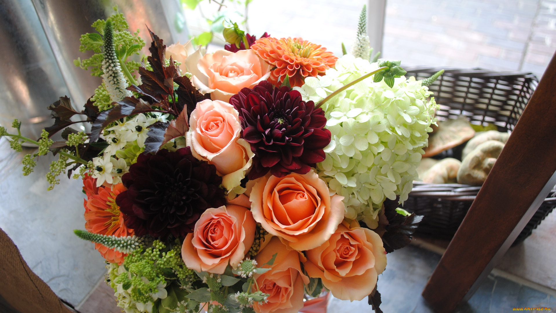 цветы, букеты, , композиции, хризантемы, циннея, роза, букет