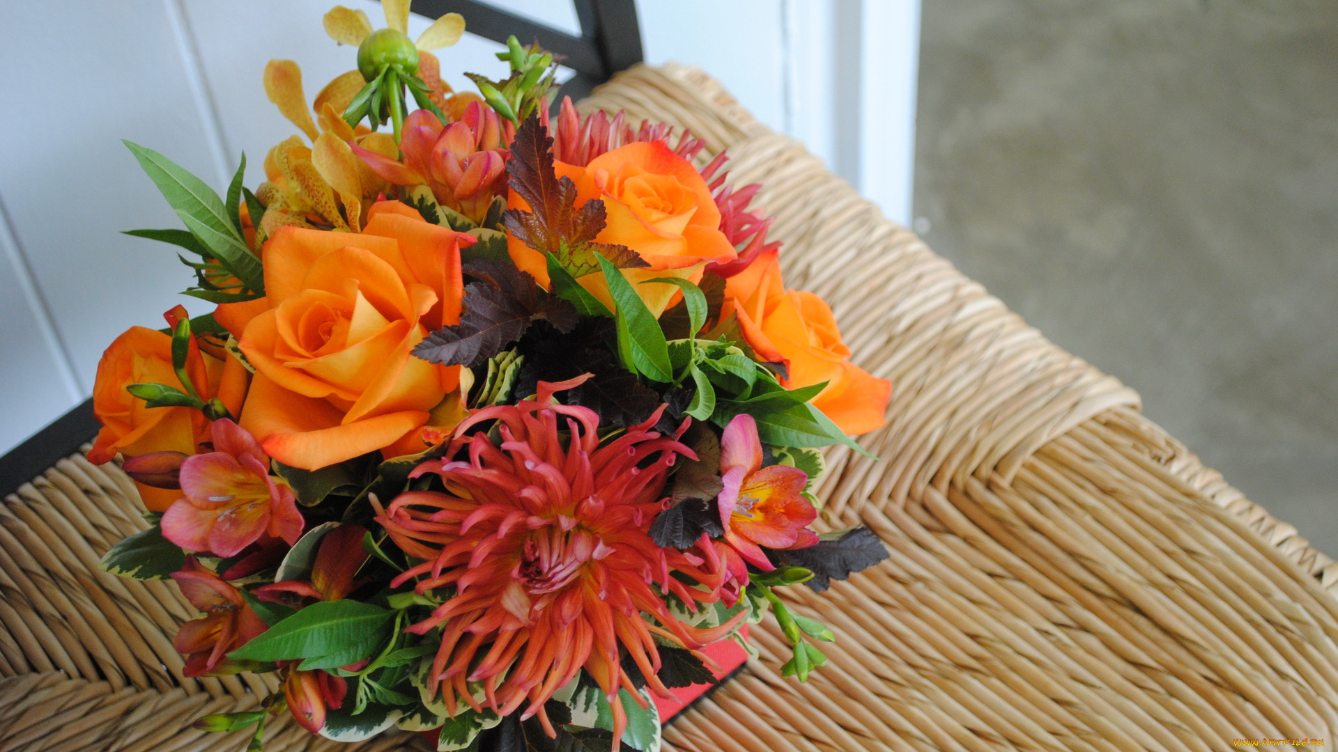 цветы, букеты, , композиции, розы, георгин, букет