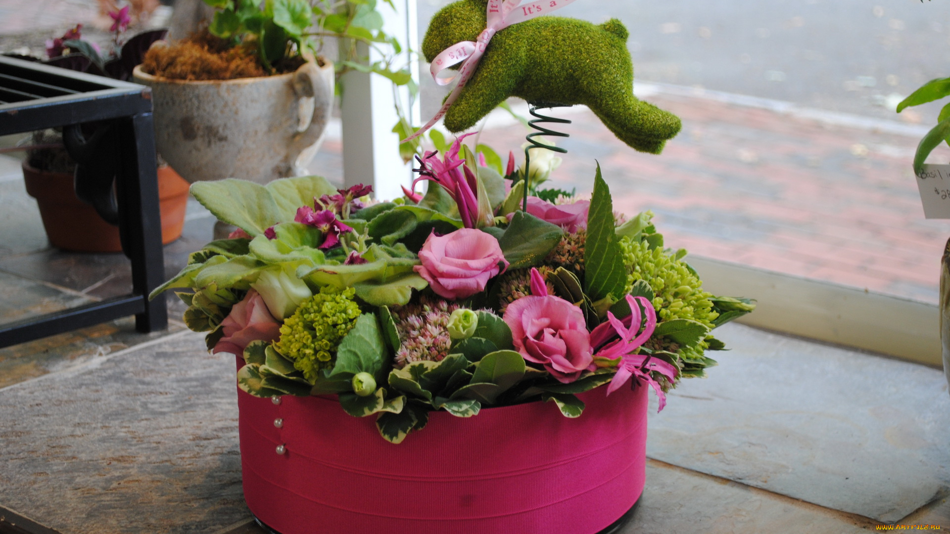 цветы, букеты, , композиции, заяц, букет, розы, фиалка