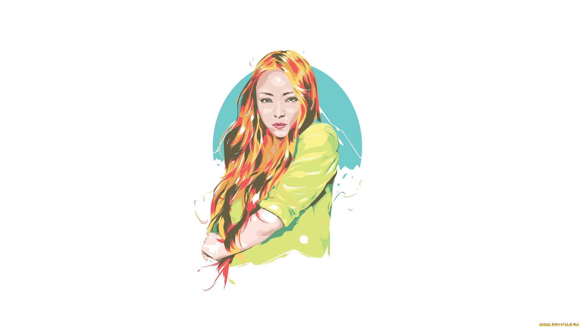 девушка, рисованные, люди, стиль