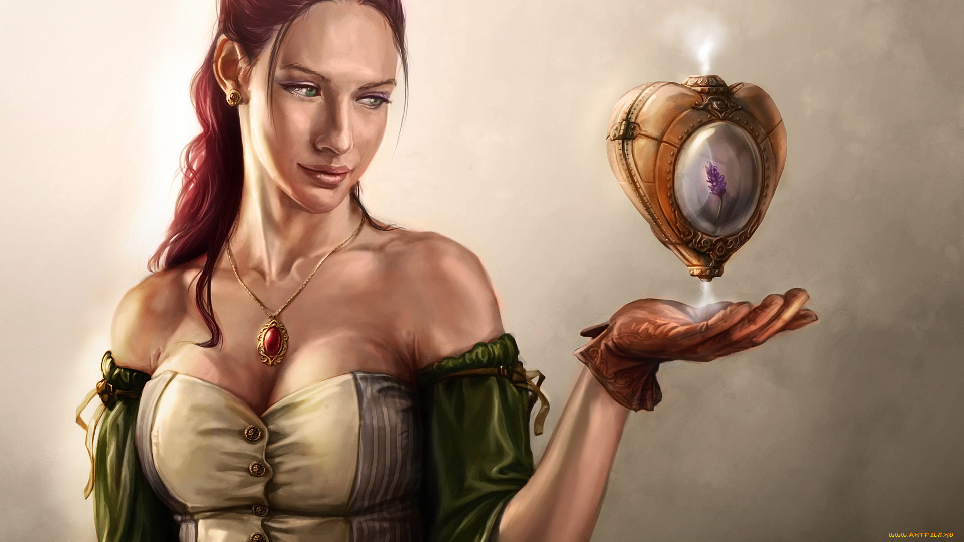 фэнтези, девушки, магия, сердце, механическое, перчатки, украшения, девушка