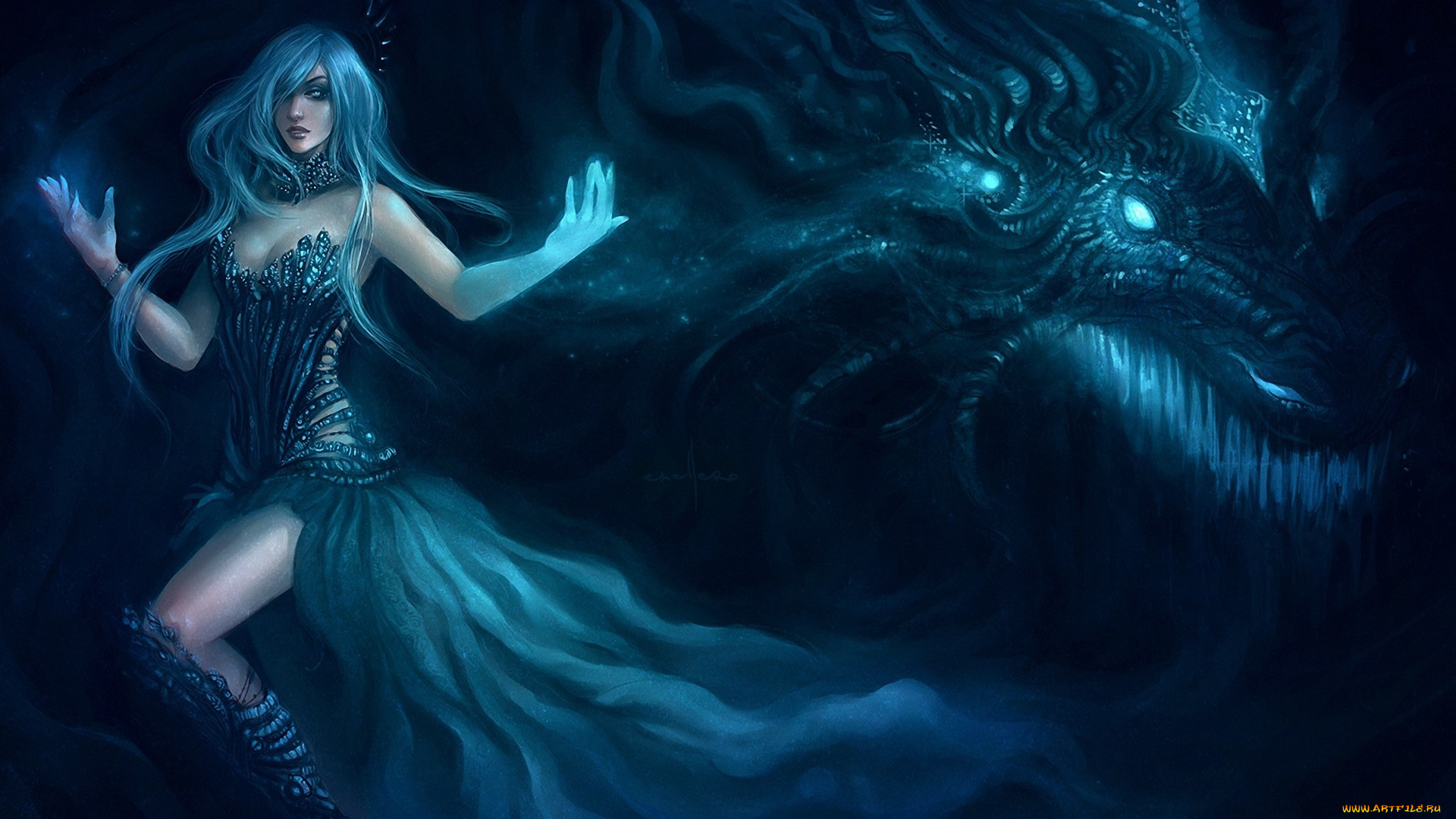 фэнтези, красавицы, и, чудовища, дракон, монстр, девушка