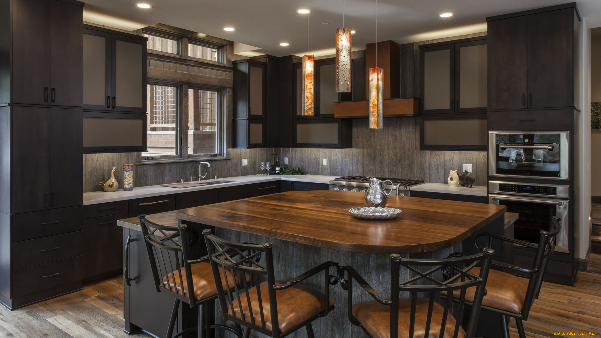 интерьер, кухня, стулья, столы