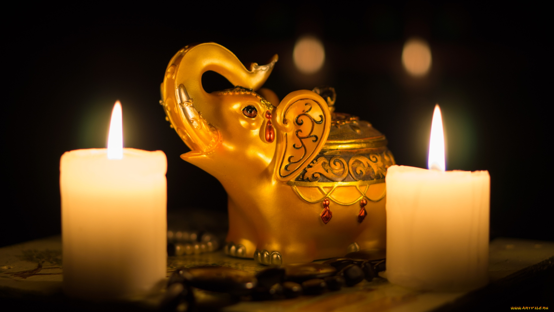 разное, свечи, слоник, пламя