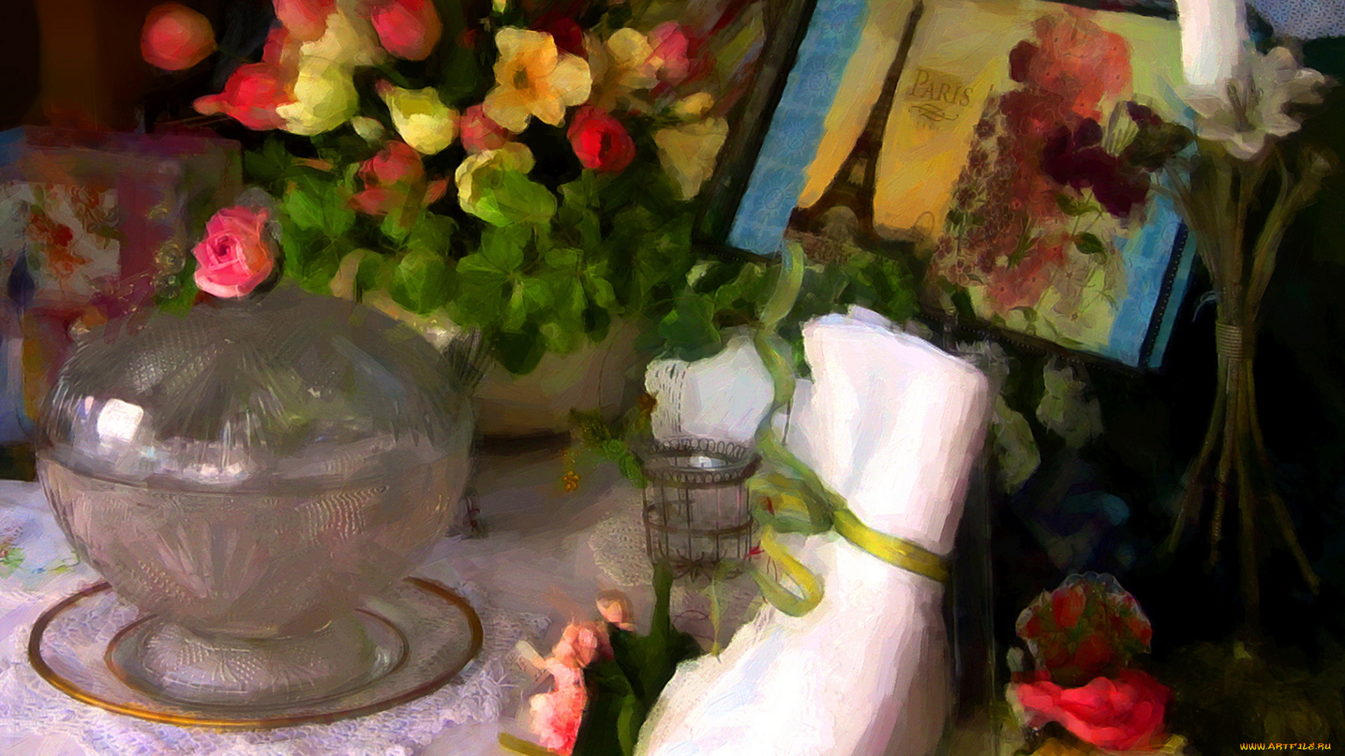 рисованные, -, другое, посуда, картина, цветы