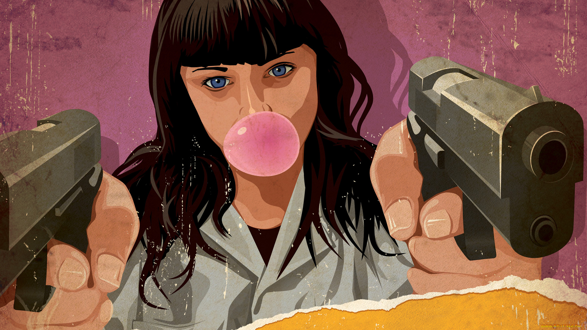 виолет, и, дейзи, рисованные, кино, пузырь, виолет, и, дейзи, жувачка, пушки, оружие, девушка, daisy, violet