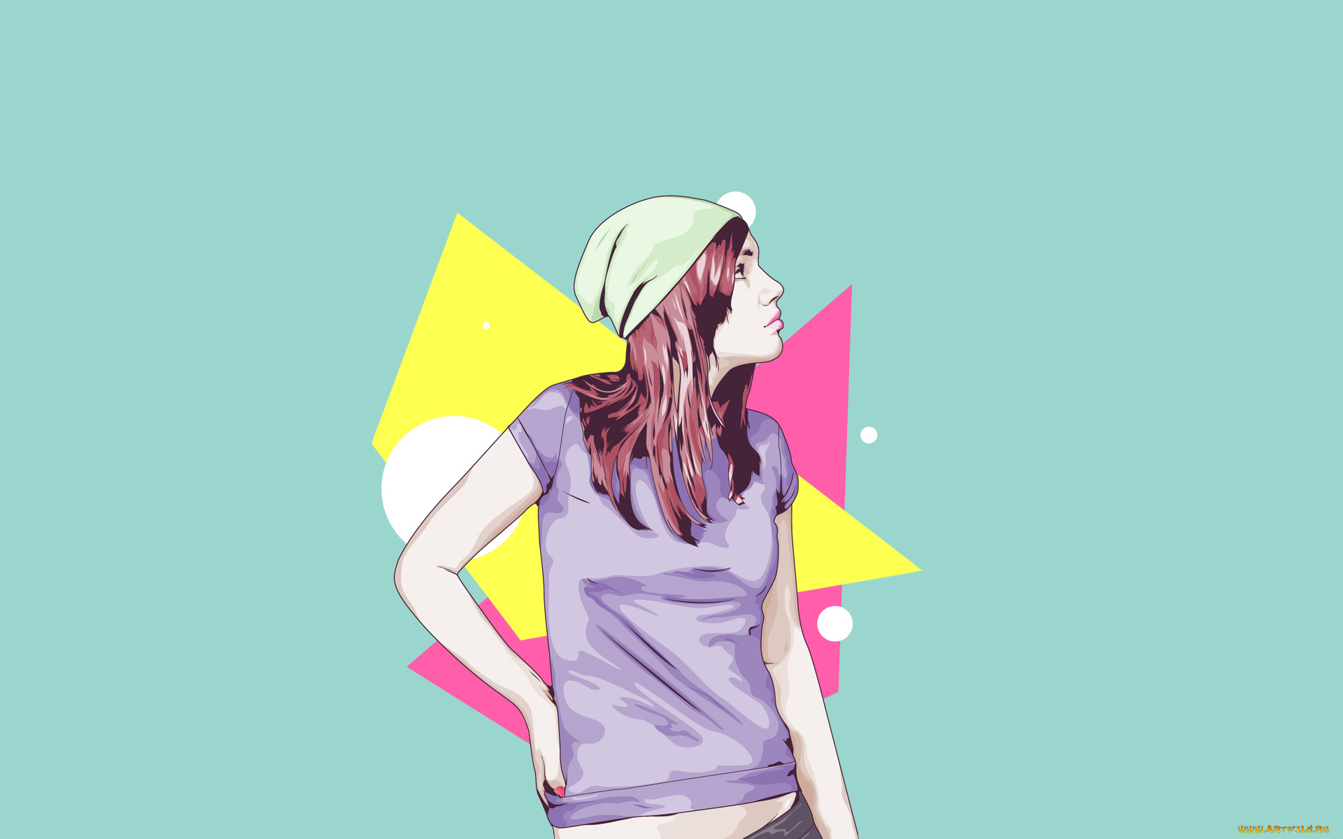 девушка, рисованные, люди, стиль