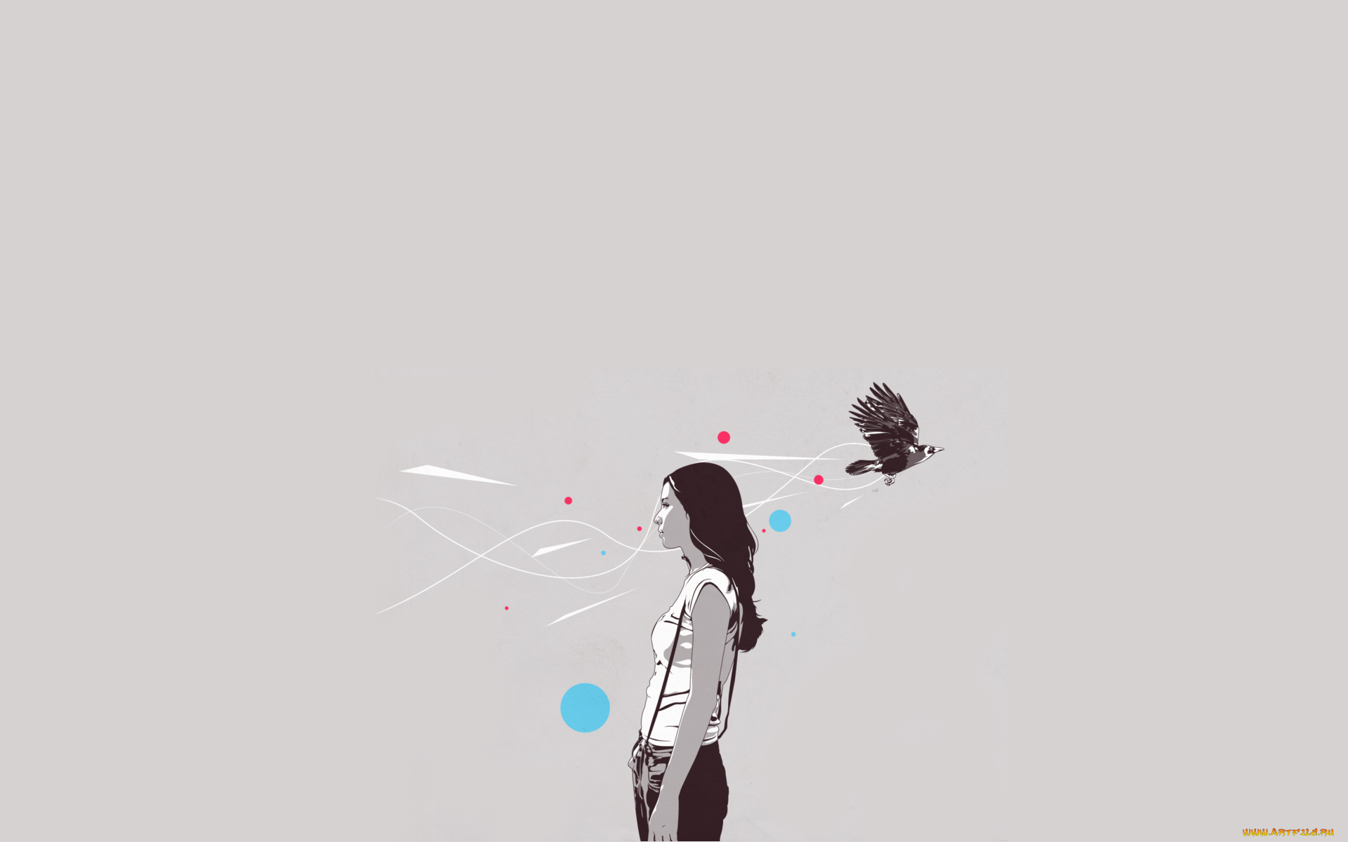 девушка, рисованные, минимализм, стиль